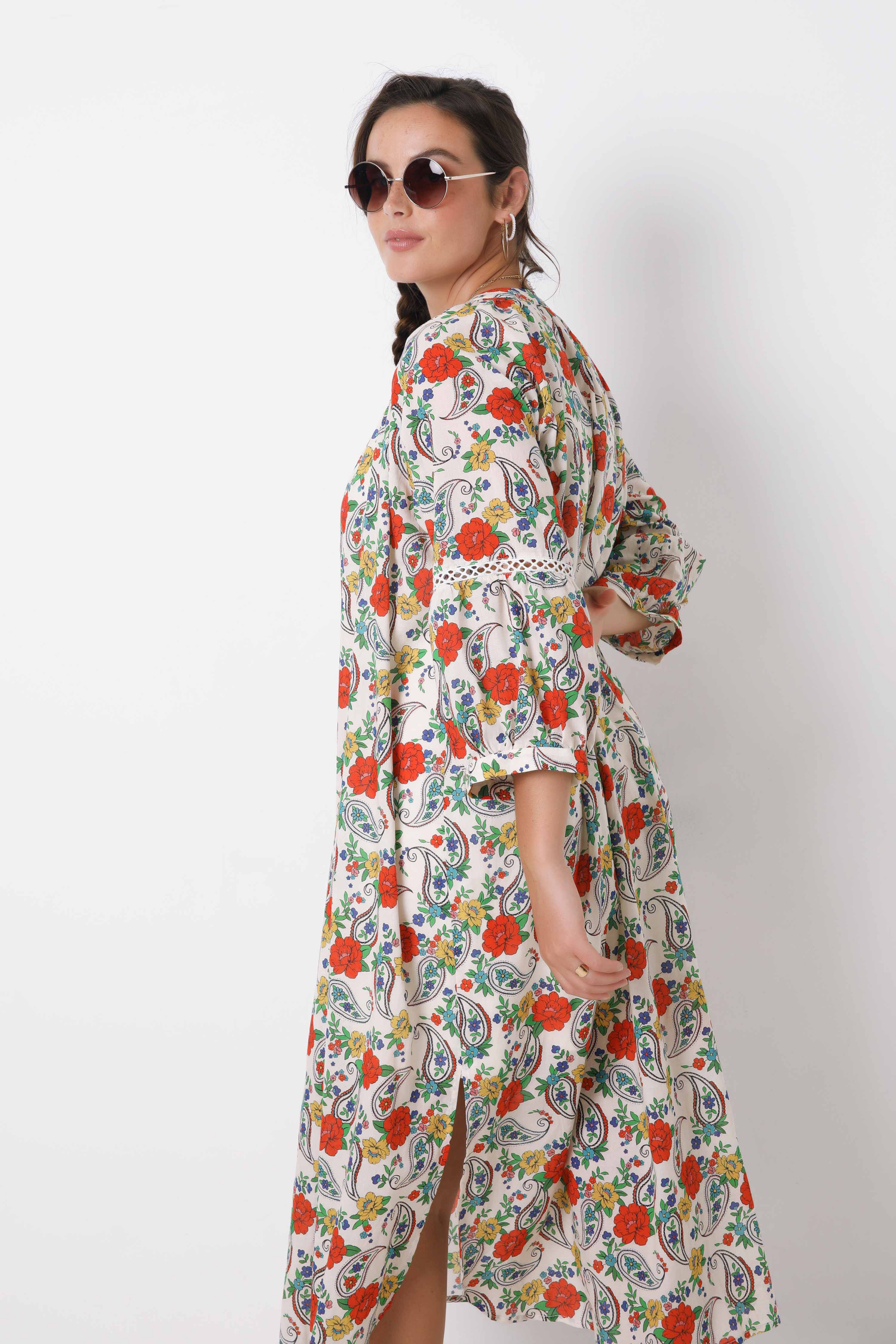 long buttoned dress in print