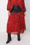 Pleated skirt with faux leather peplum