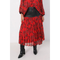 Pleated skirt with faux leather peplum