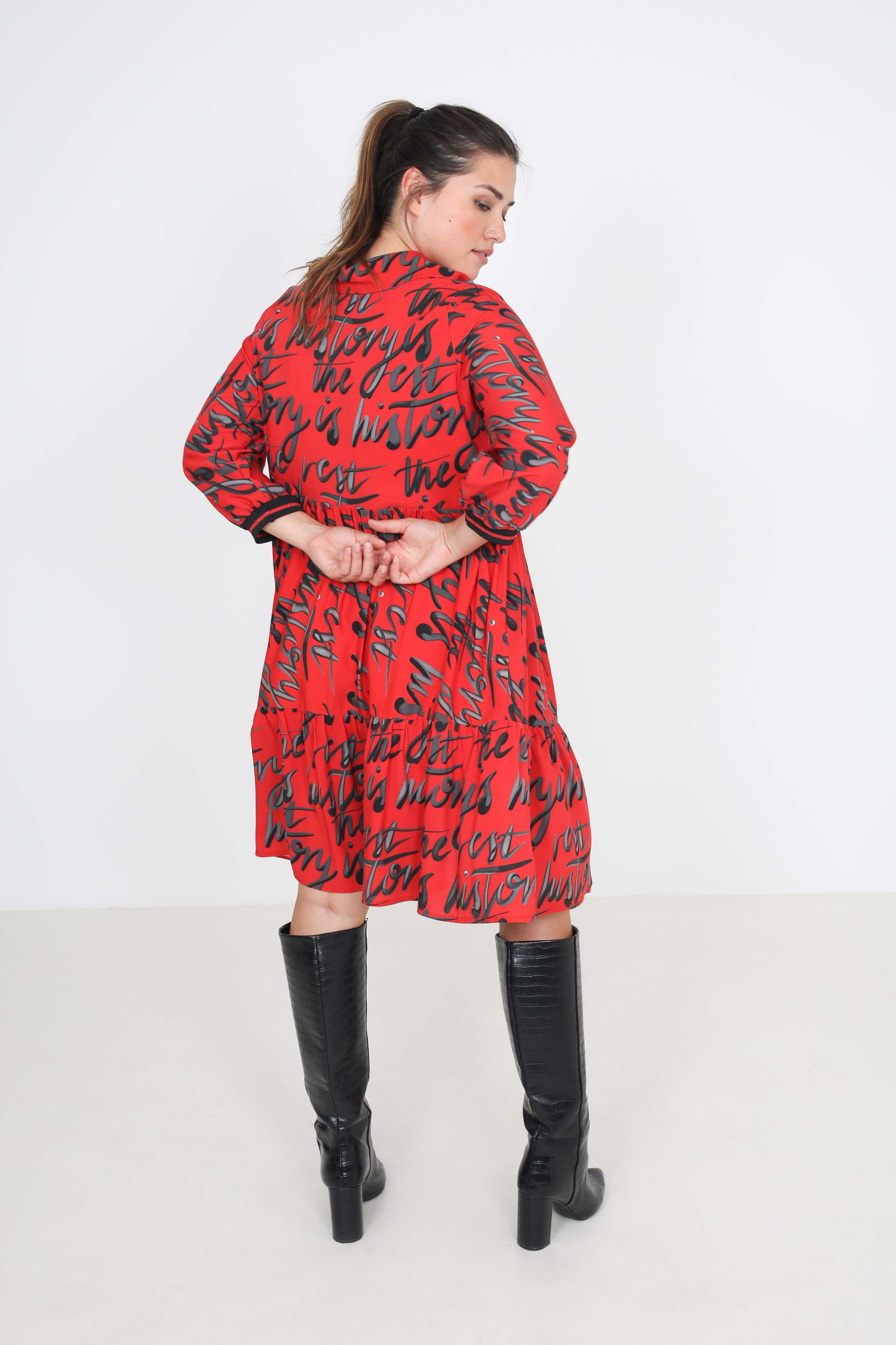 graphic print midi dress with zip