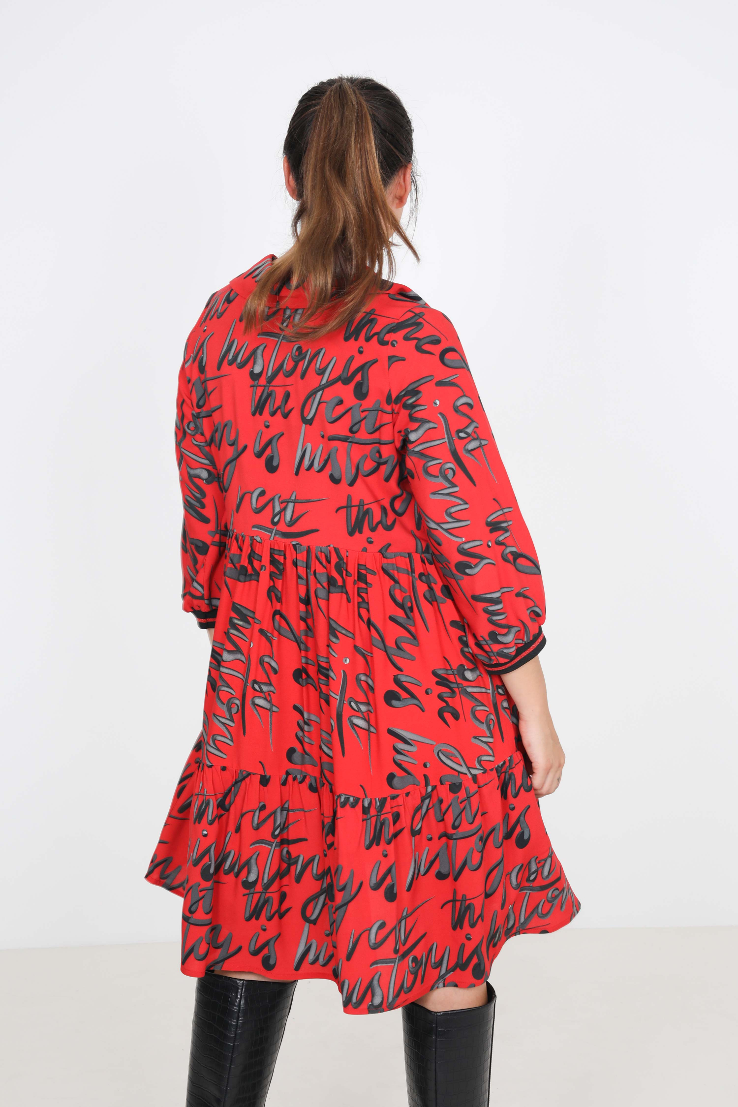 Graphic print midi dress with zip