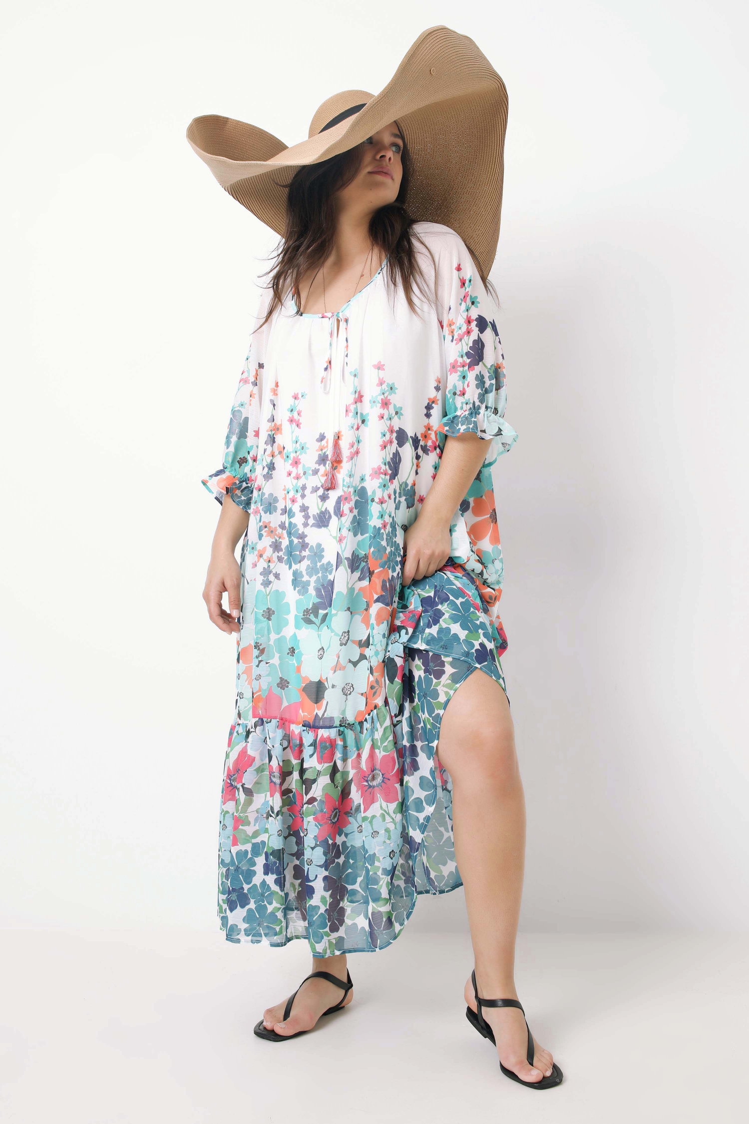 long dress in printed voile