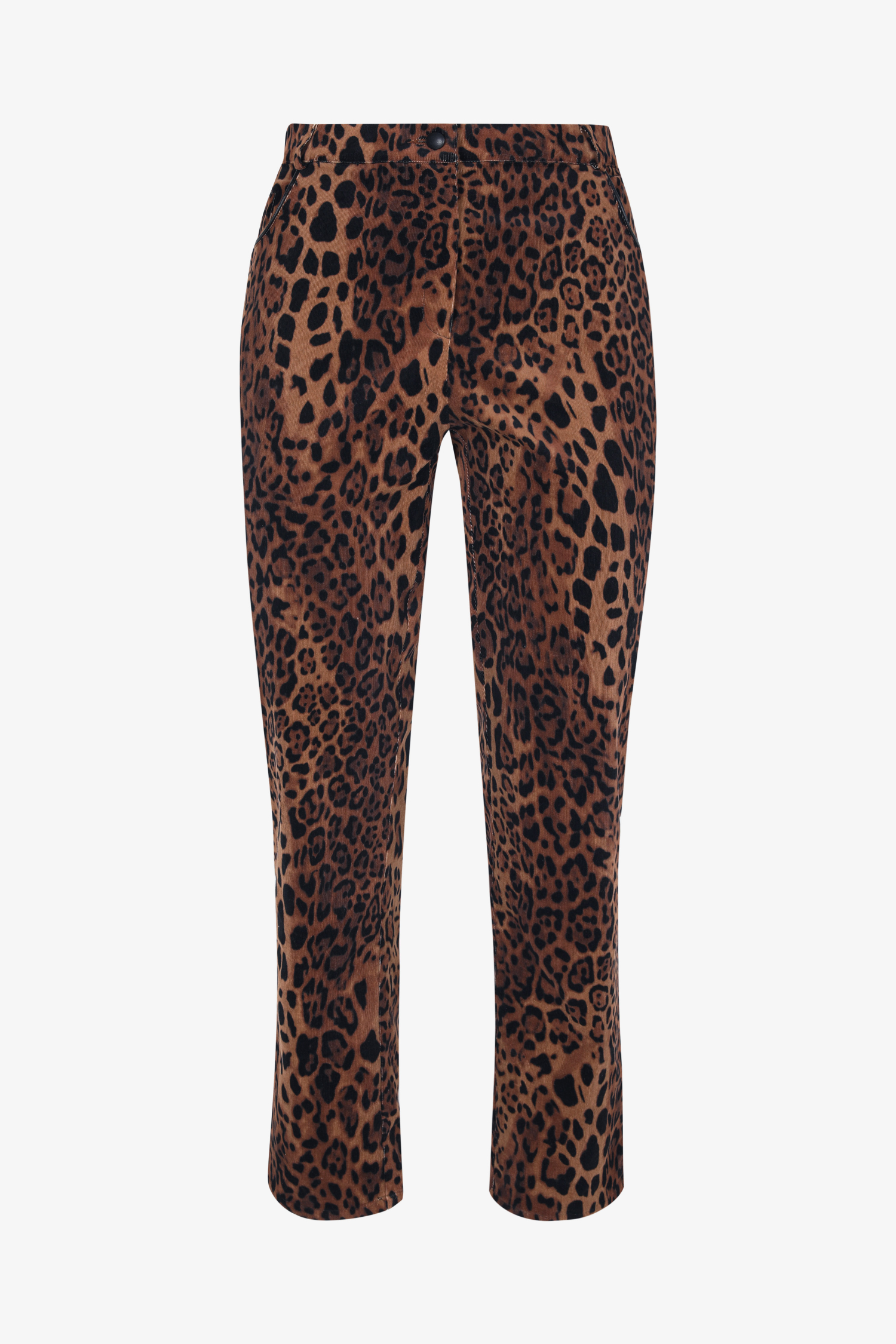 Panther print corduroy trousers