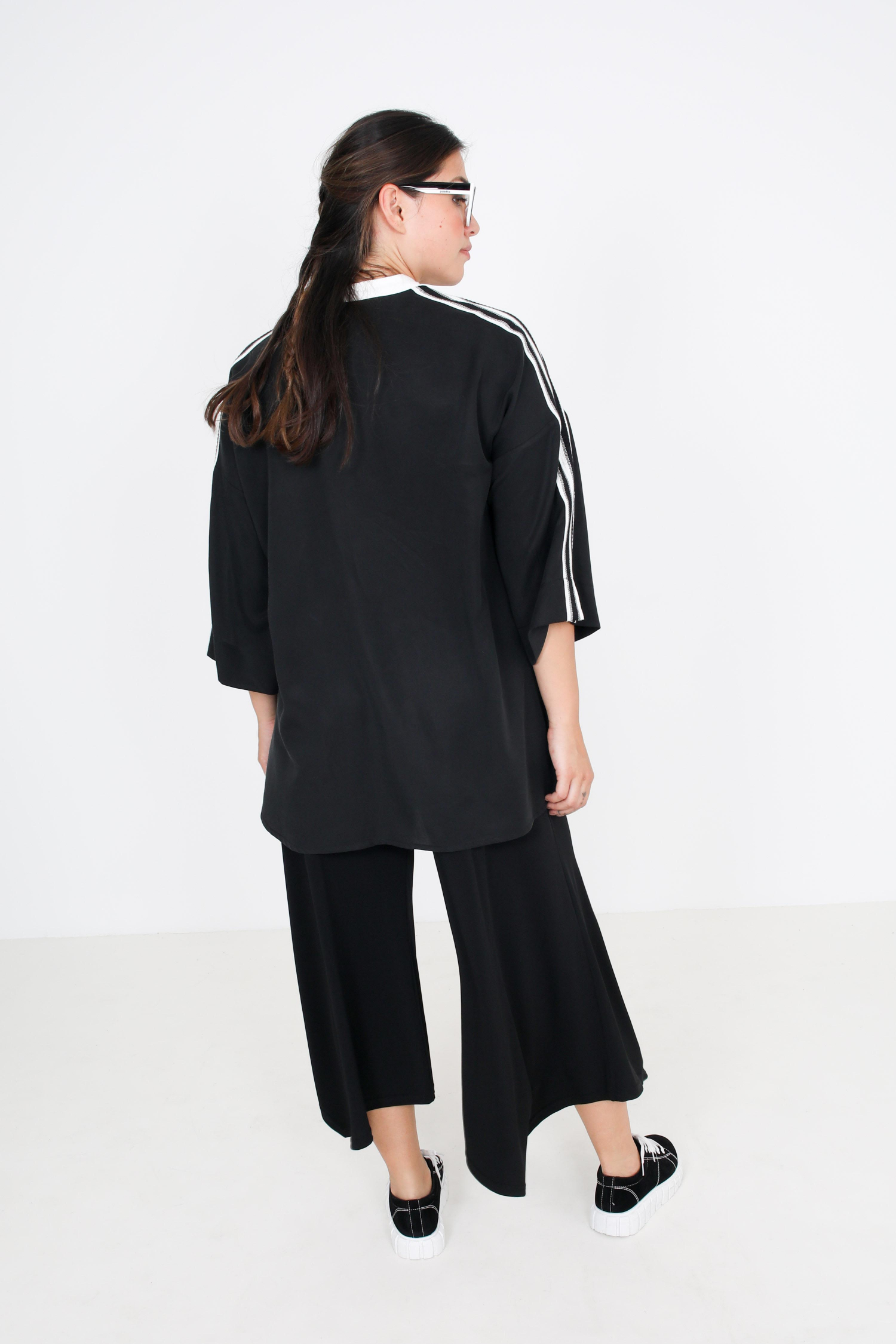 Blouse bicolore avec galon rayé