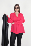 Plain voile blouse with plastron