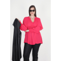 Plain voile blouse with plastron