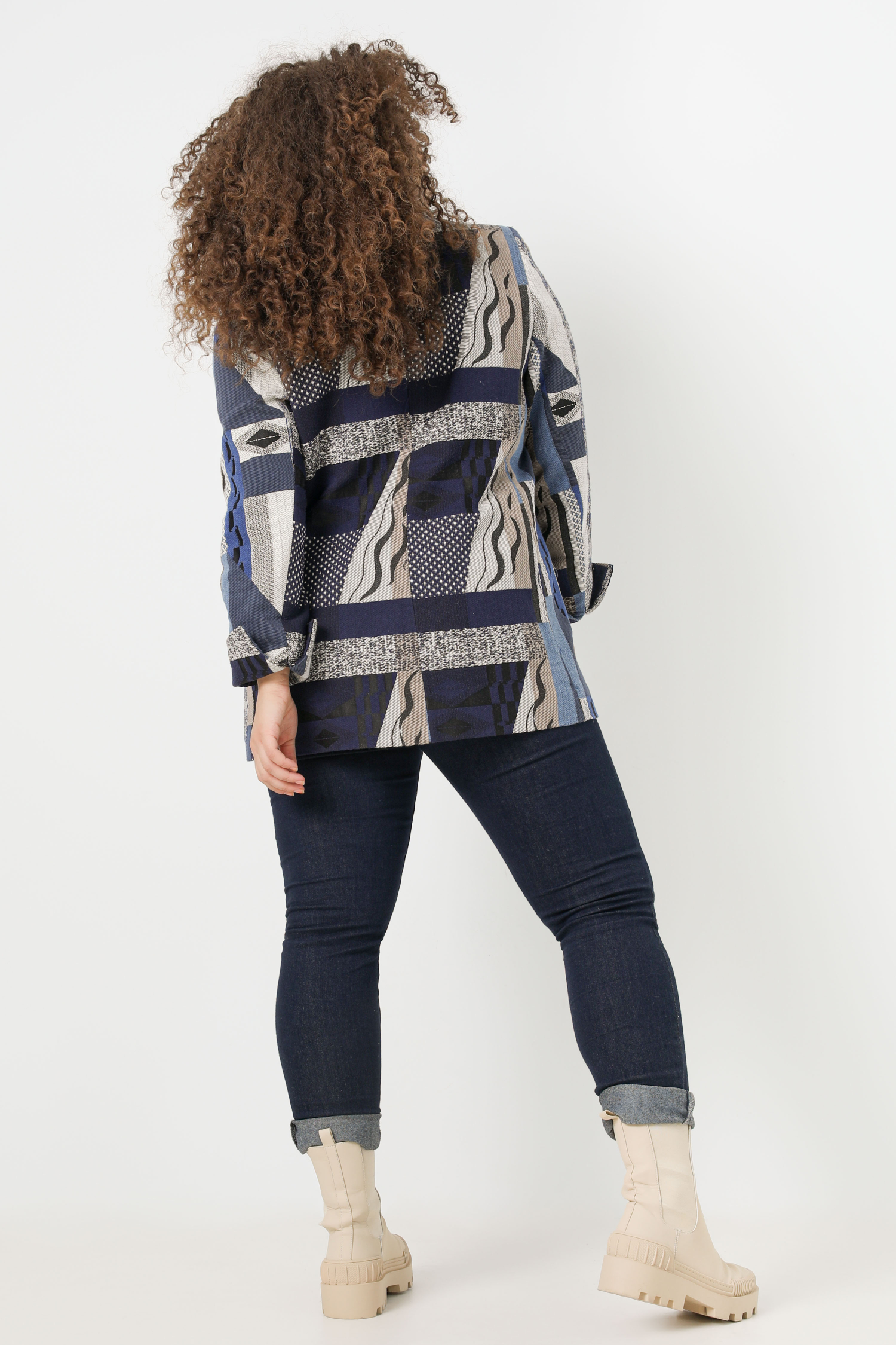 Printed jacquard suit jacket