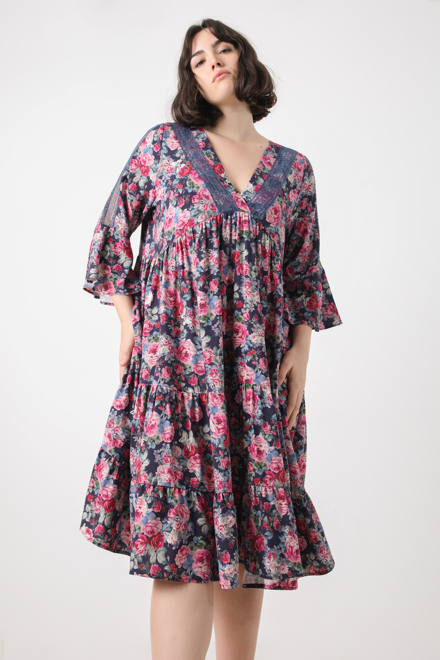 Bohemian style printed midi dress