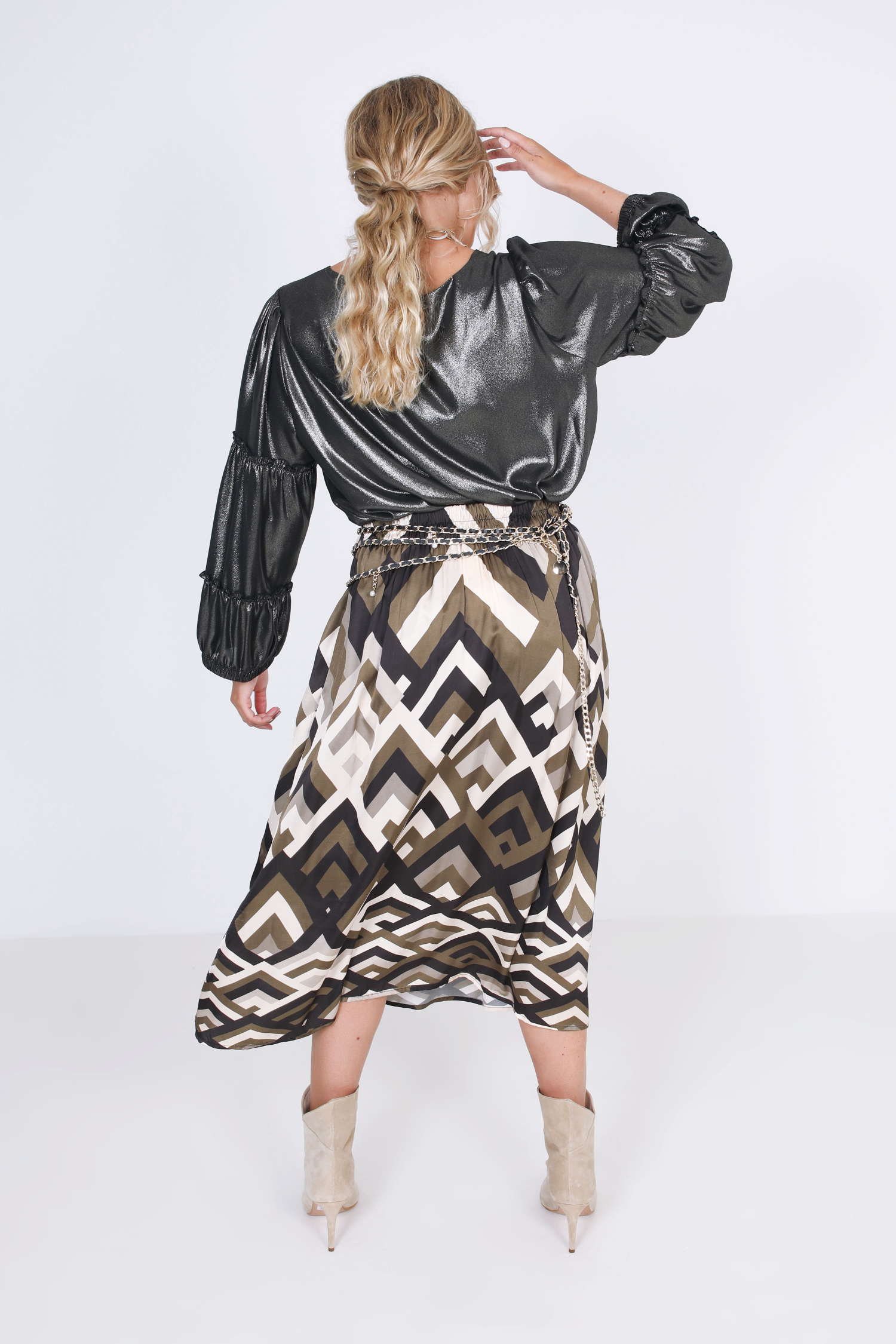 Blouse trapèze en superposition effet pailleté