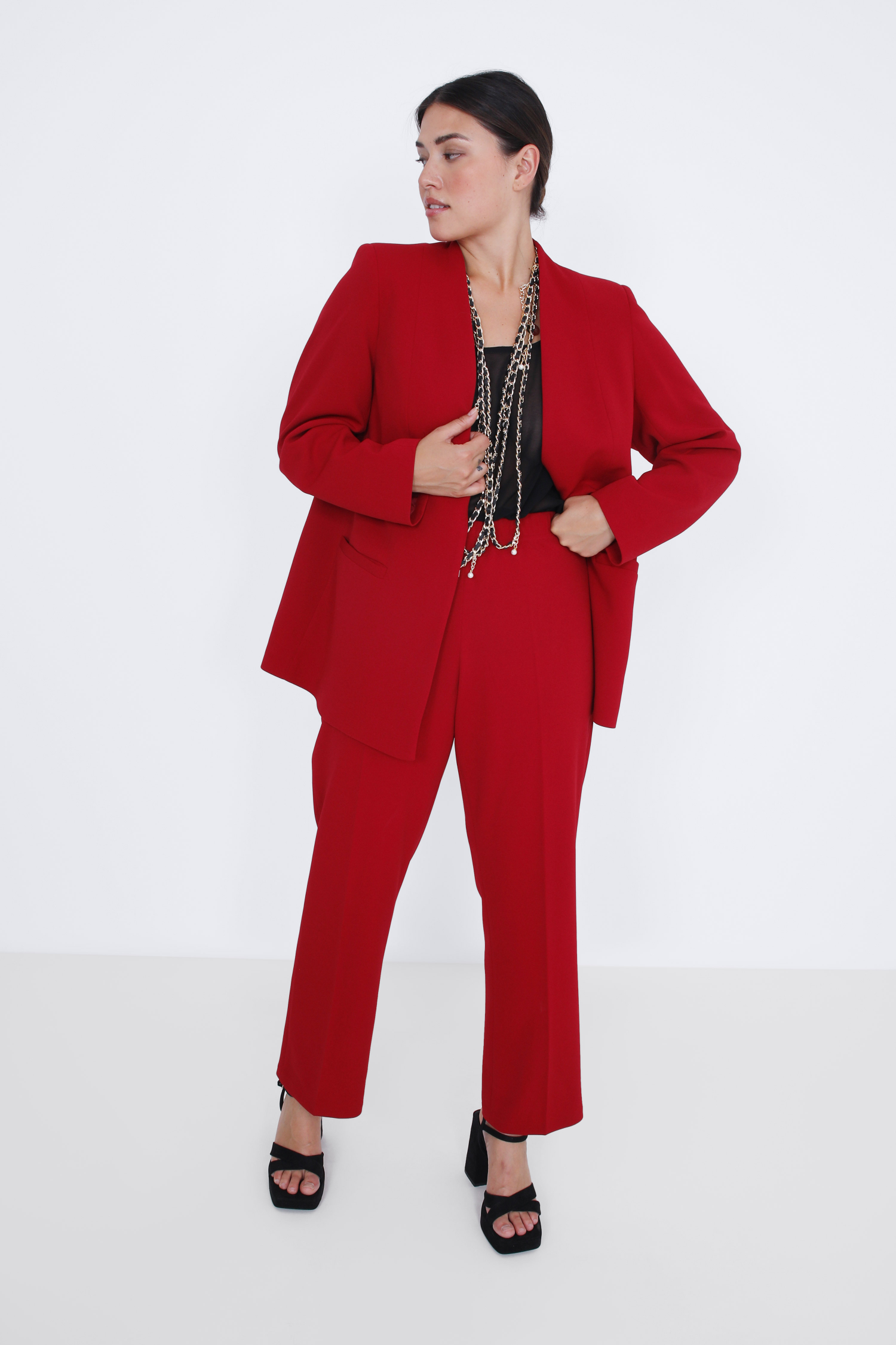 Pantalon tailleur droit uni