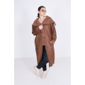 Long double-faced vegan fur coat