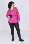 Houndstooth embossed plain knit sweater