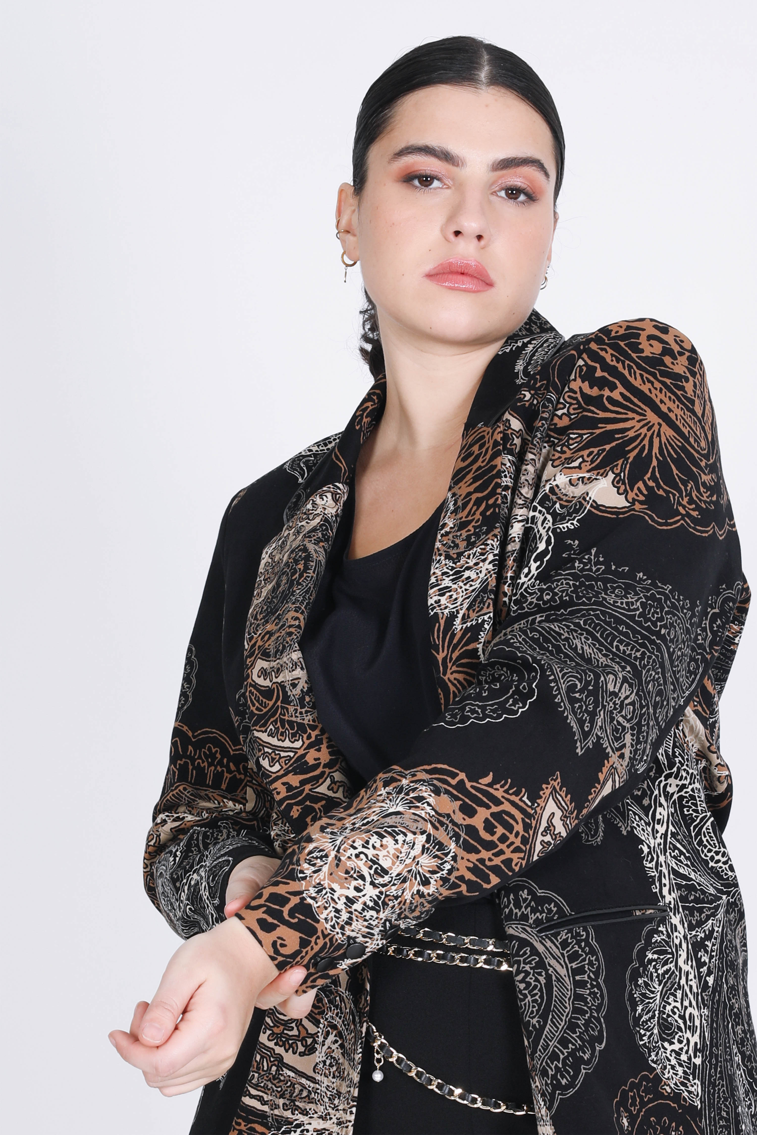 Printed corduroy suit jacket in eco-responsible fabric