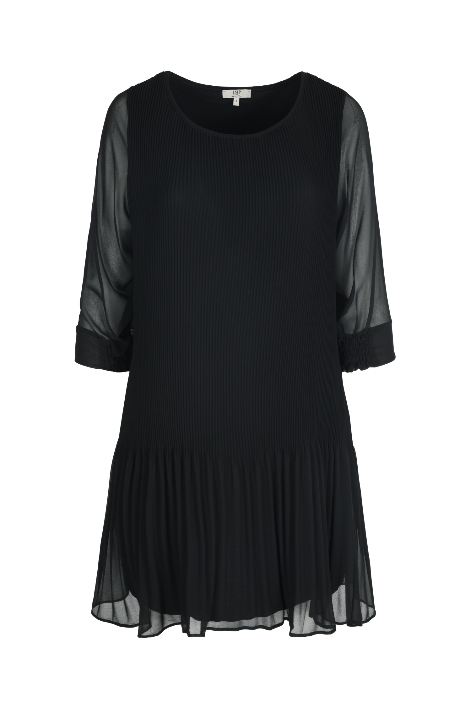 Lined pleated voile dress