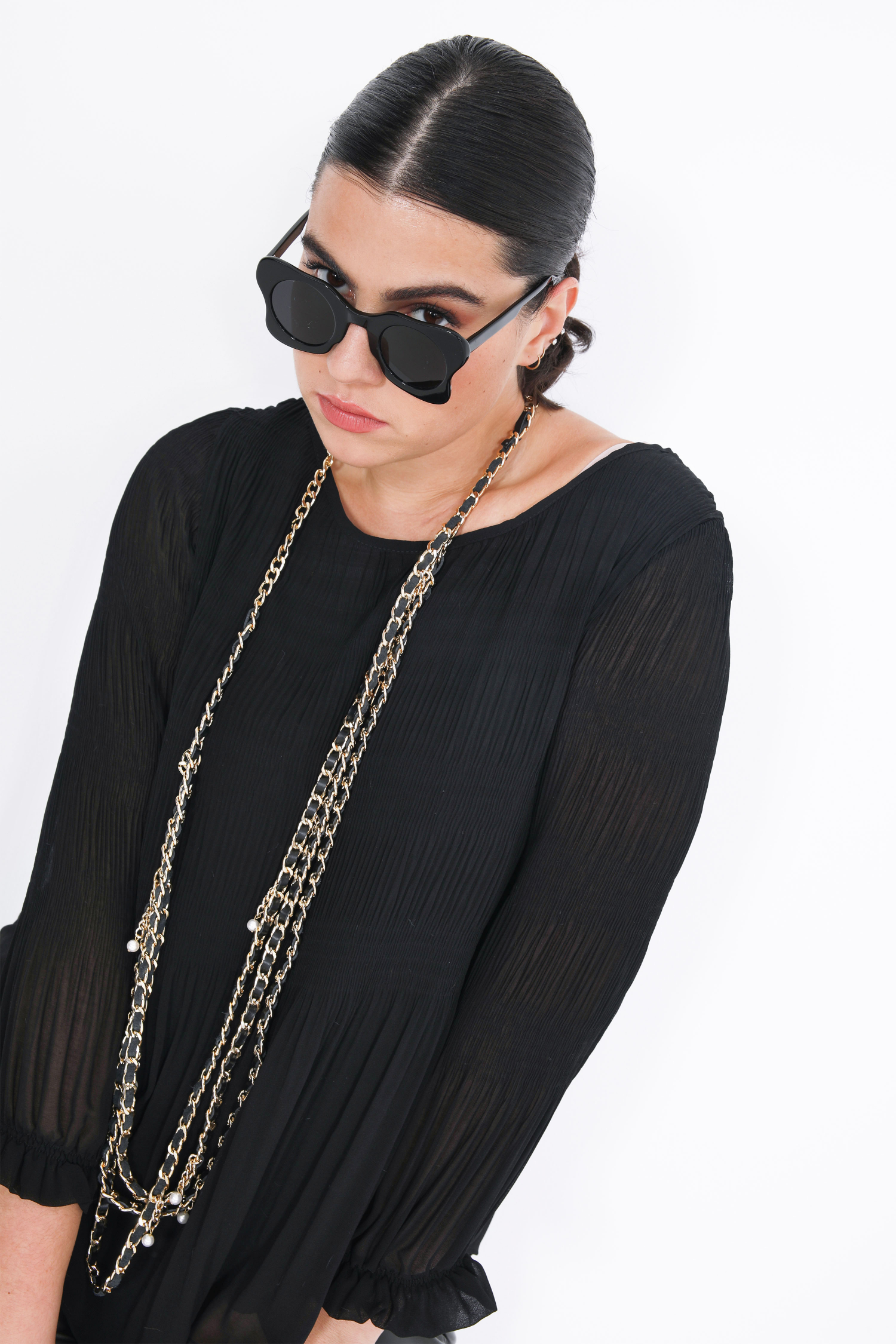 Blouse plissé en voile uni 