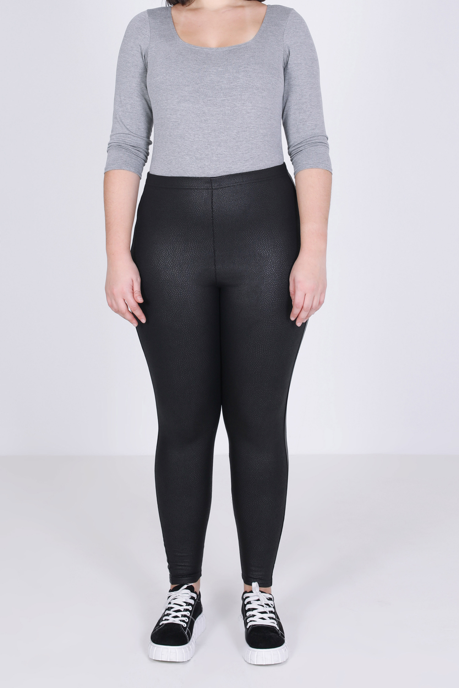 Vegan leather leggings with side band