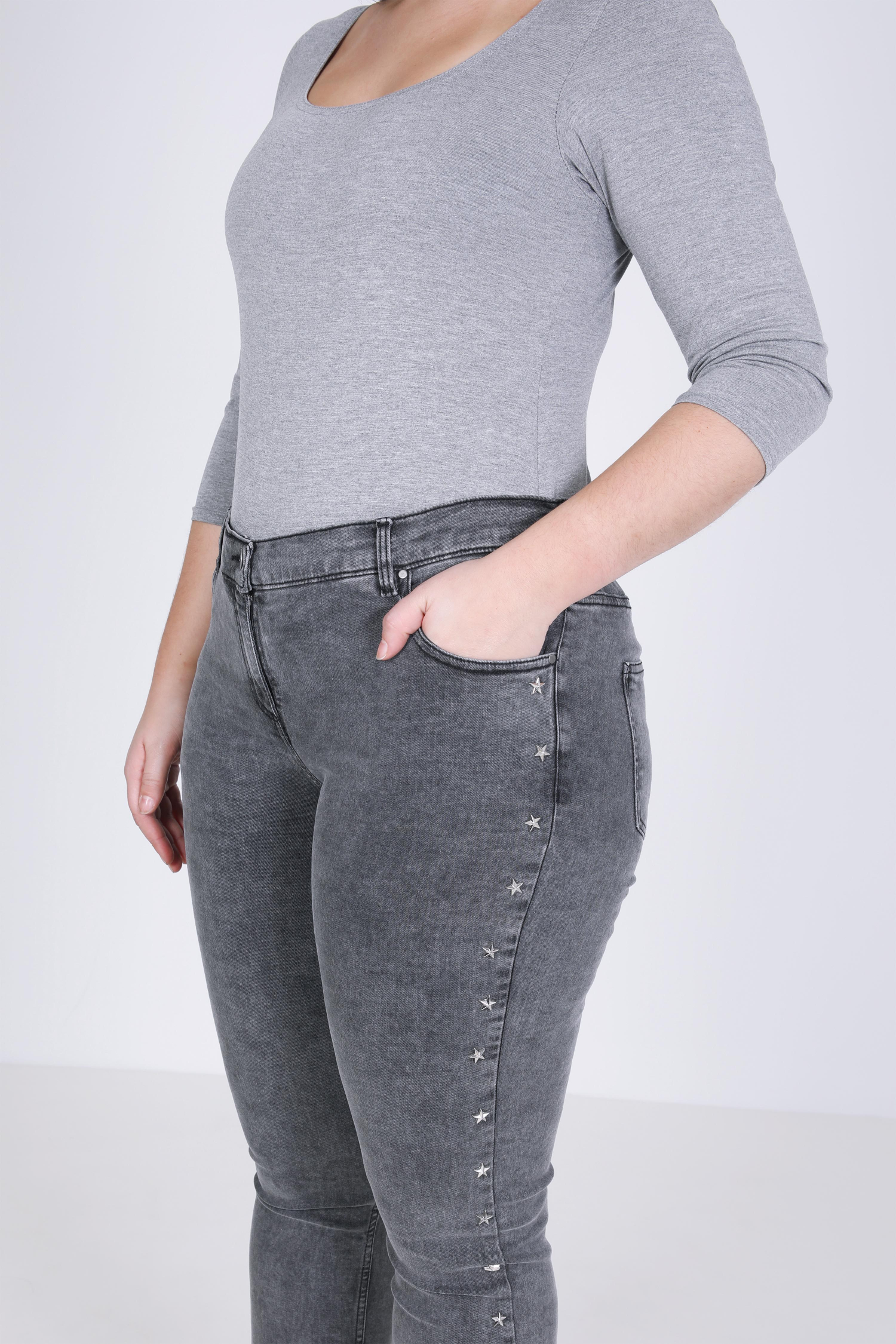 Gray jeans with star-shaped studs