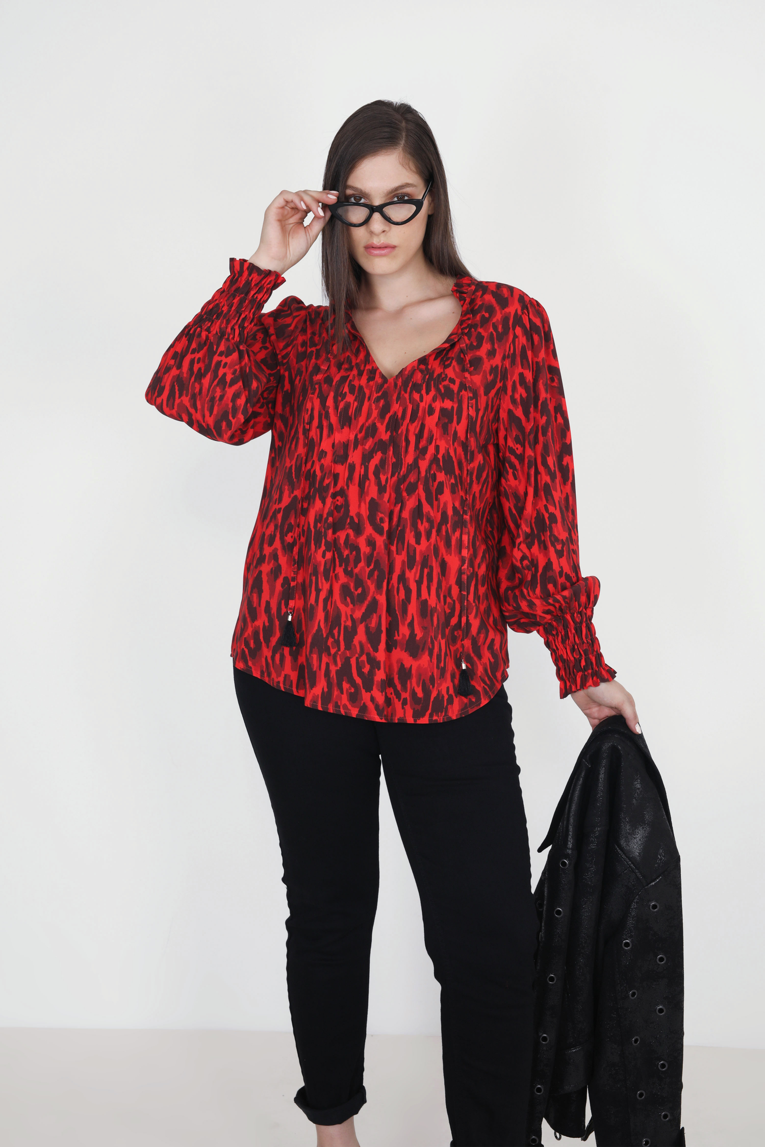 Blouse imprimée panthére rouge