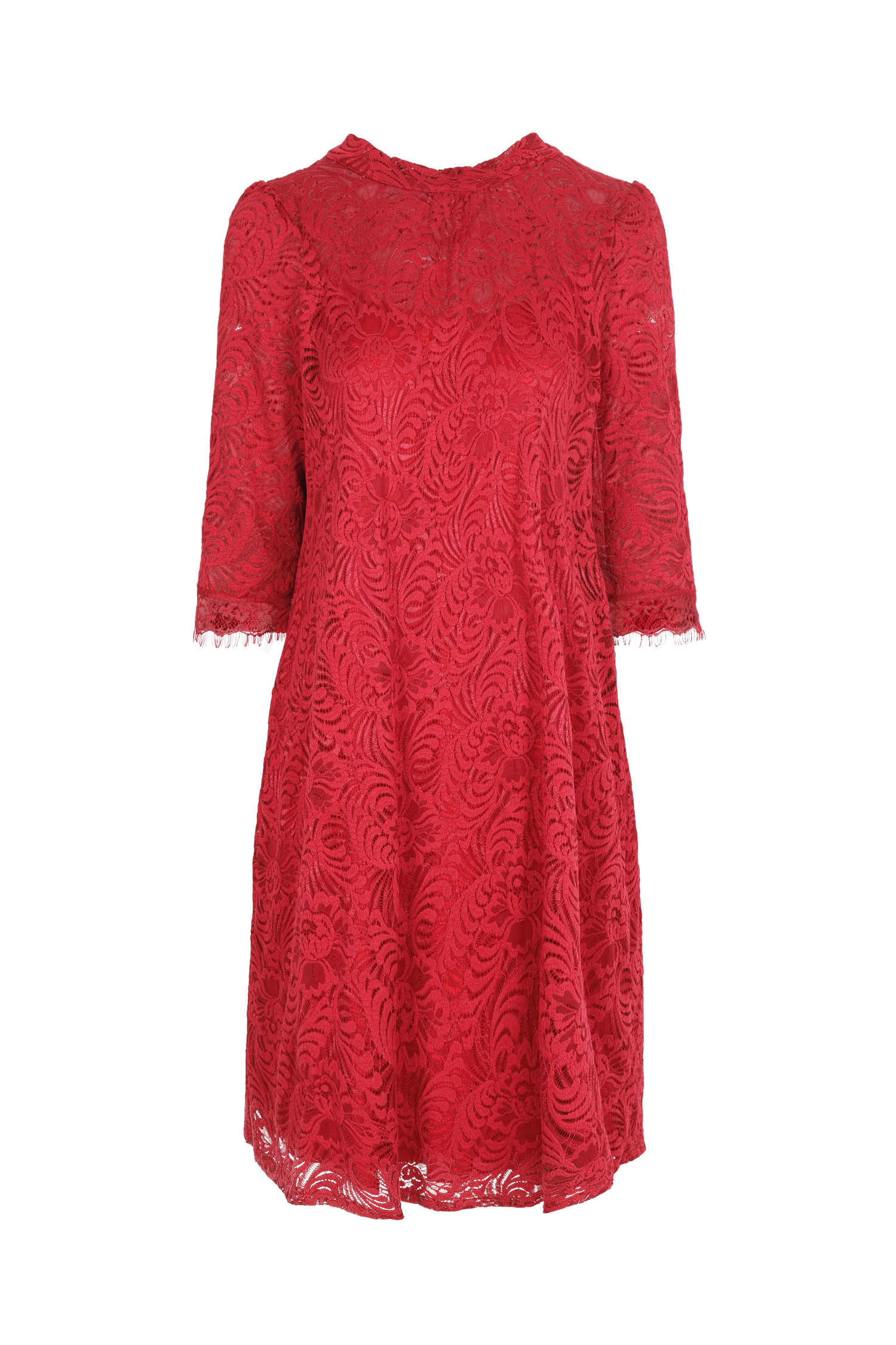 Robe midi droite en dentelle 