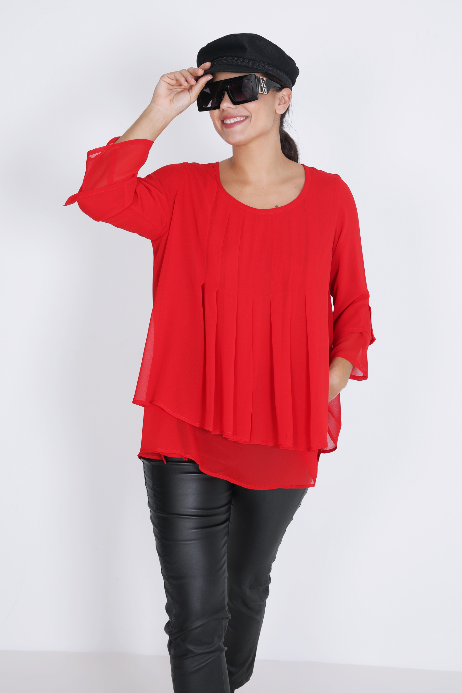 trapeze blouse.in plain voile layered