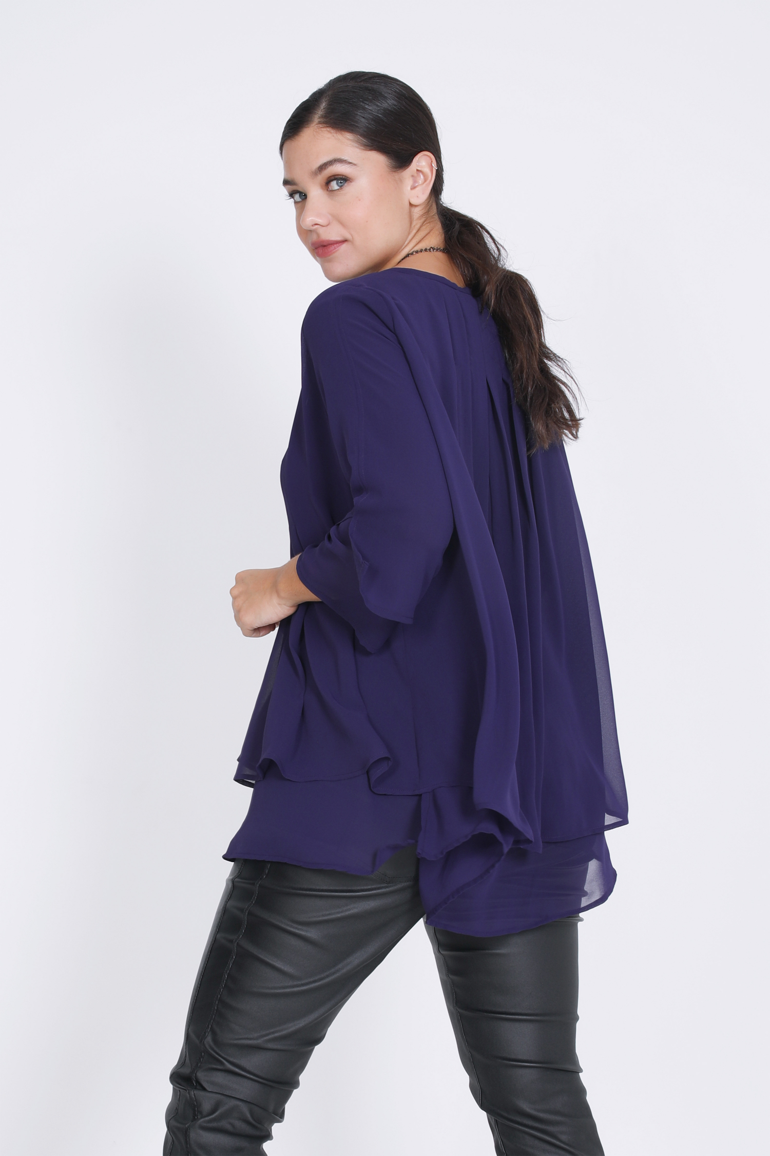 trapeze blouse.in plain voile layered