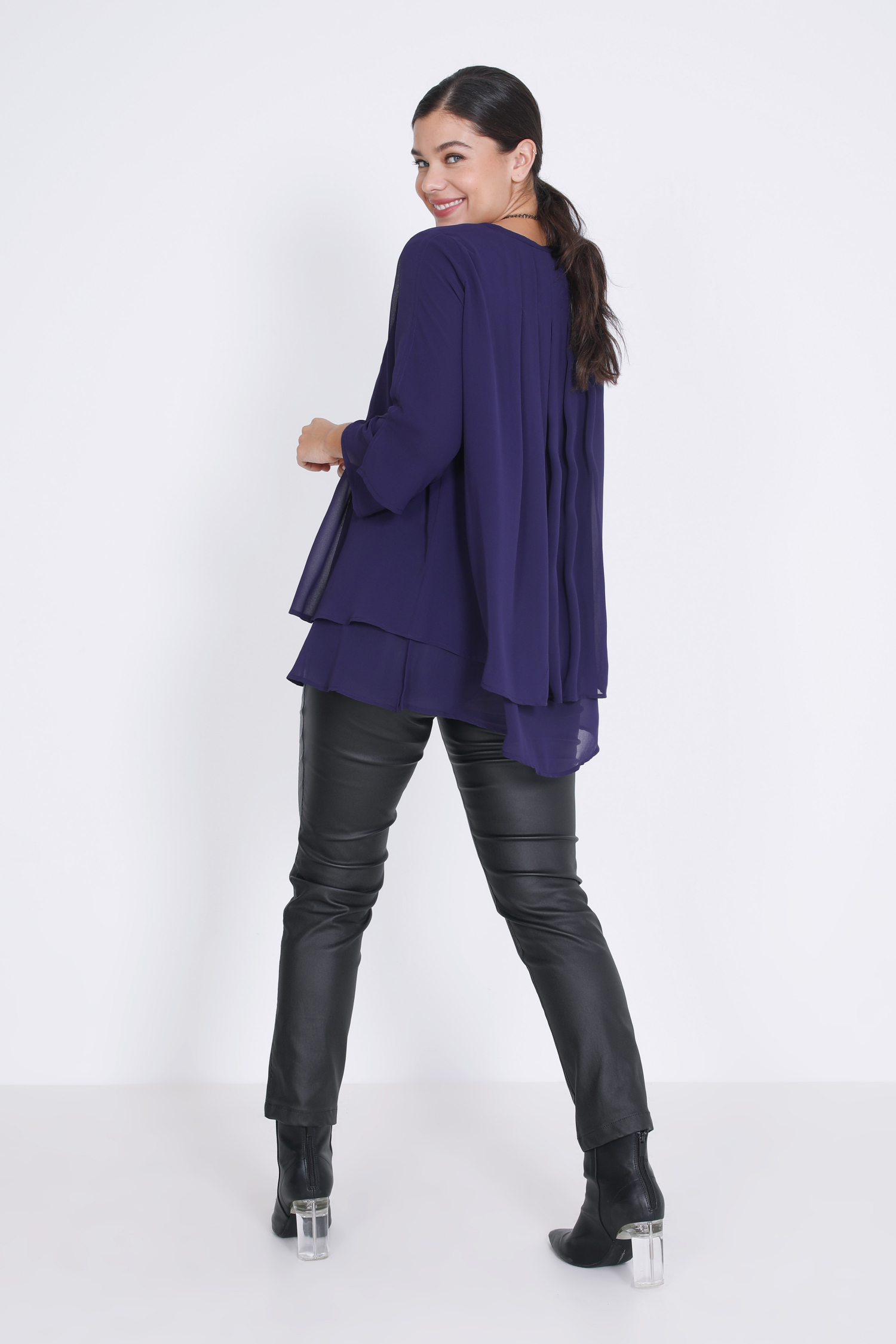 trapeze blouse.in plain voile layered