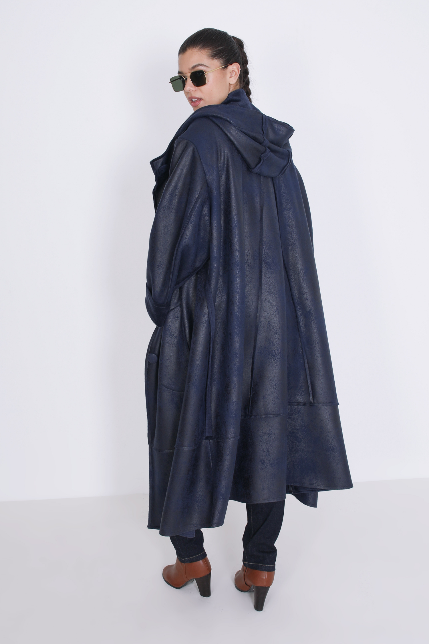 Long coat with shearling effect