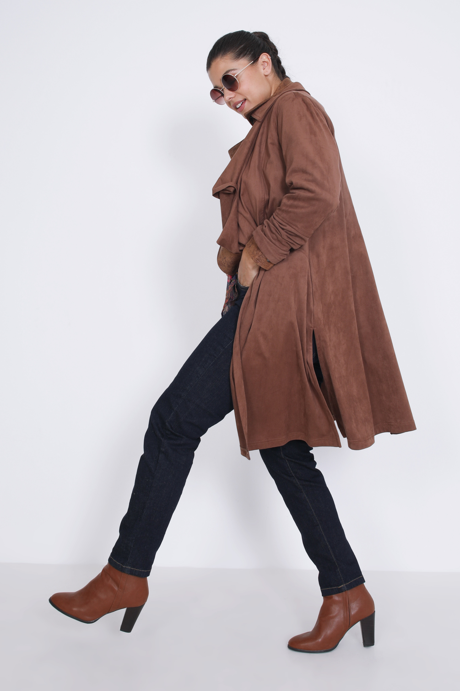 Long double-sided suede jacket