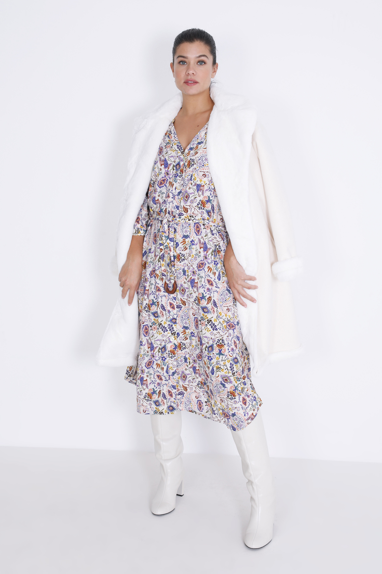 Mid-length printed shirt dress