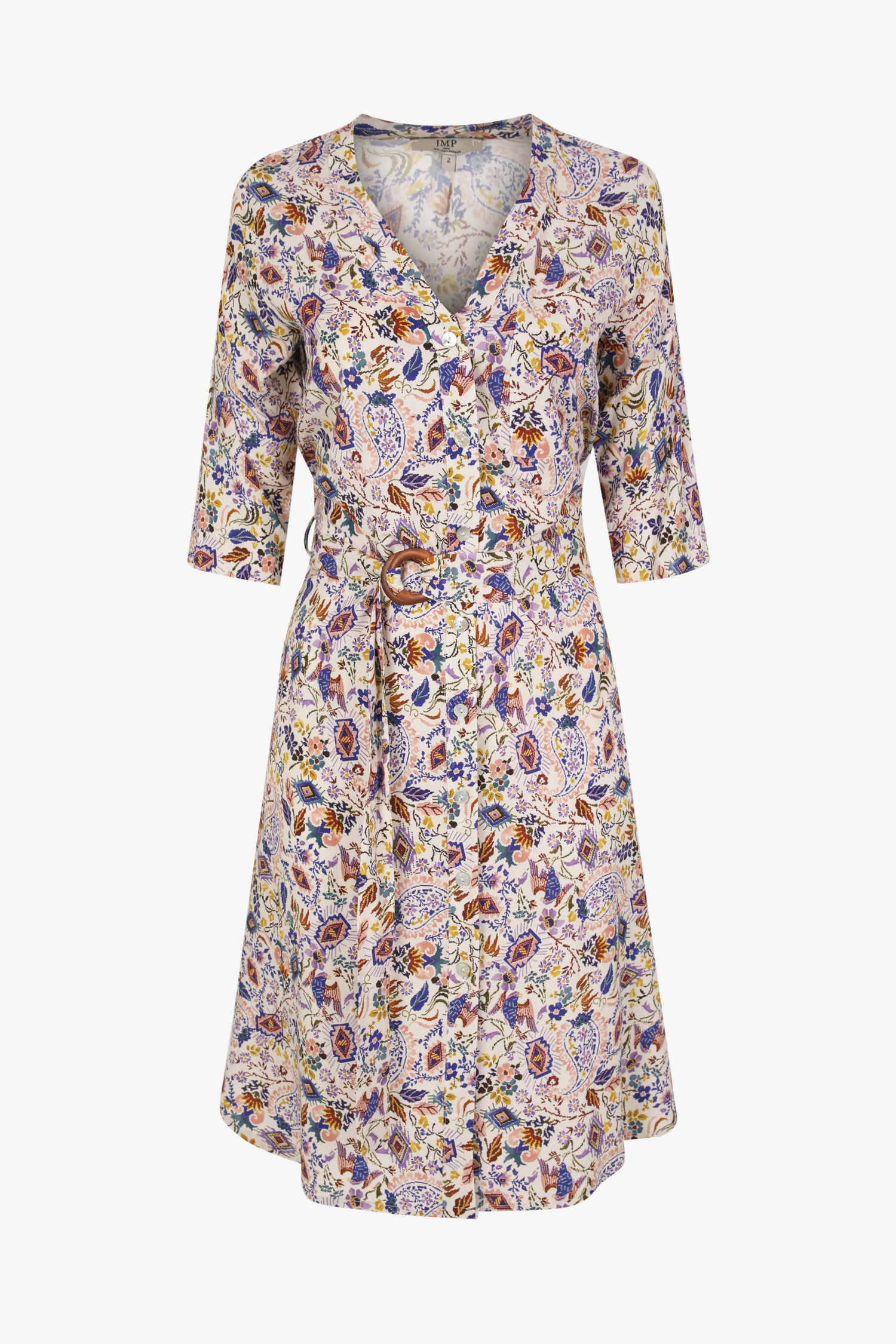 Mid-length printed shirt dress