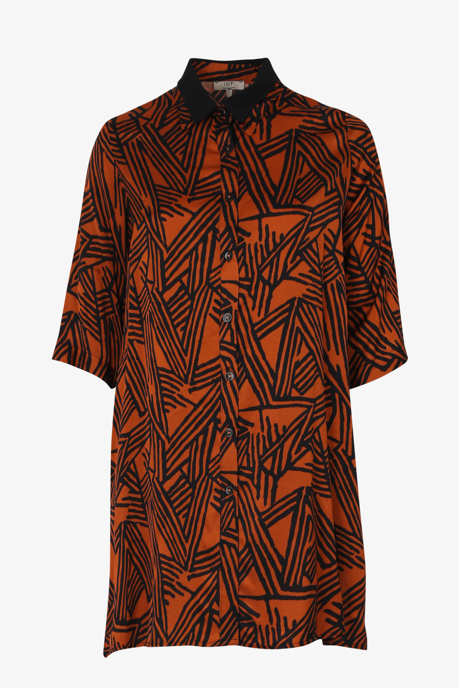 Printed satin shirt dress in eco-responsible fabric