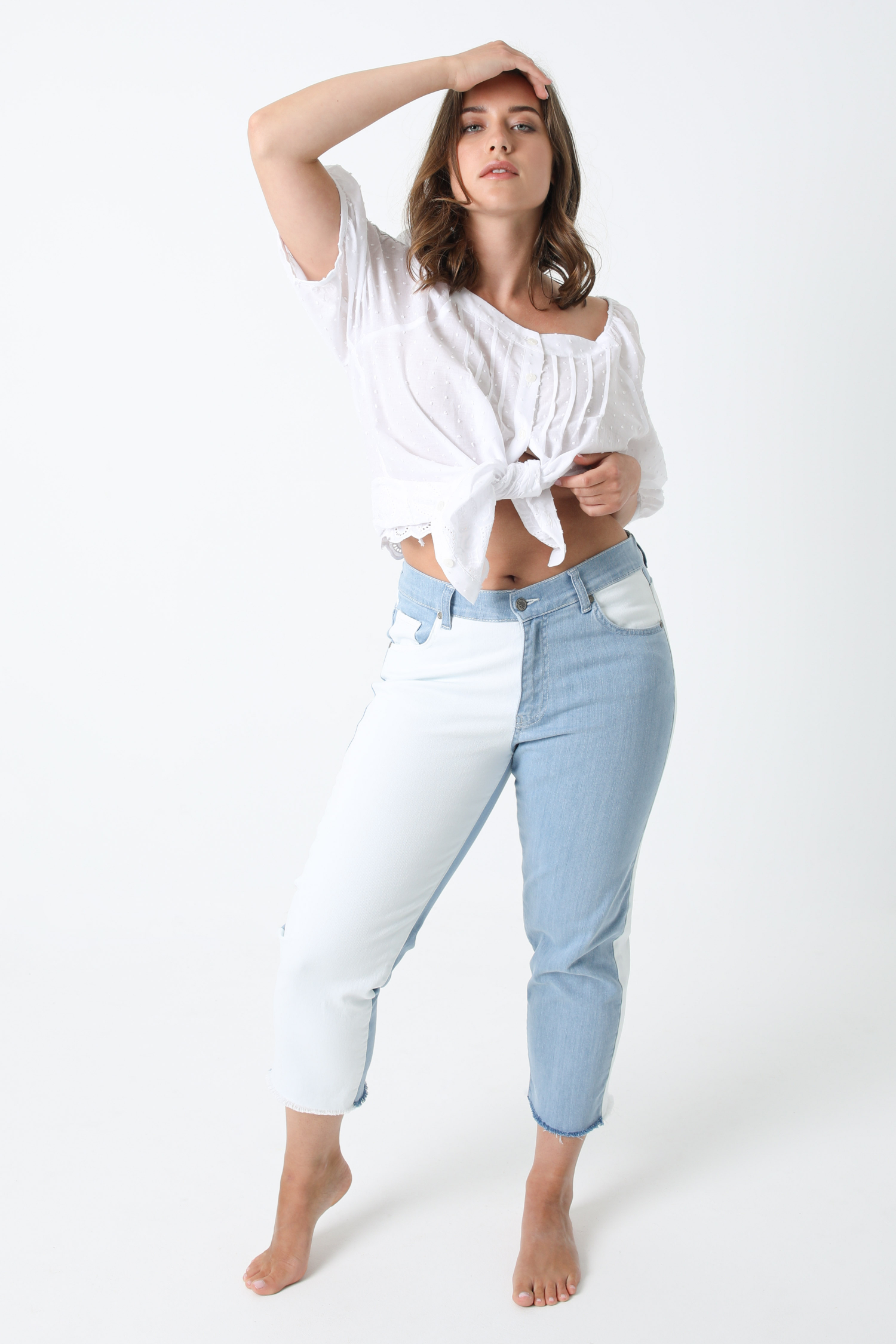 Bermuda shorts in two-tone jeans