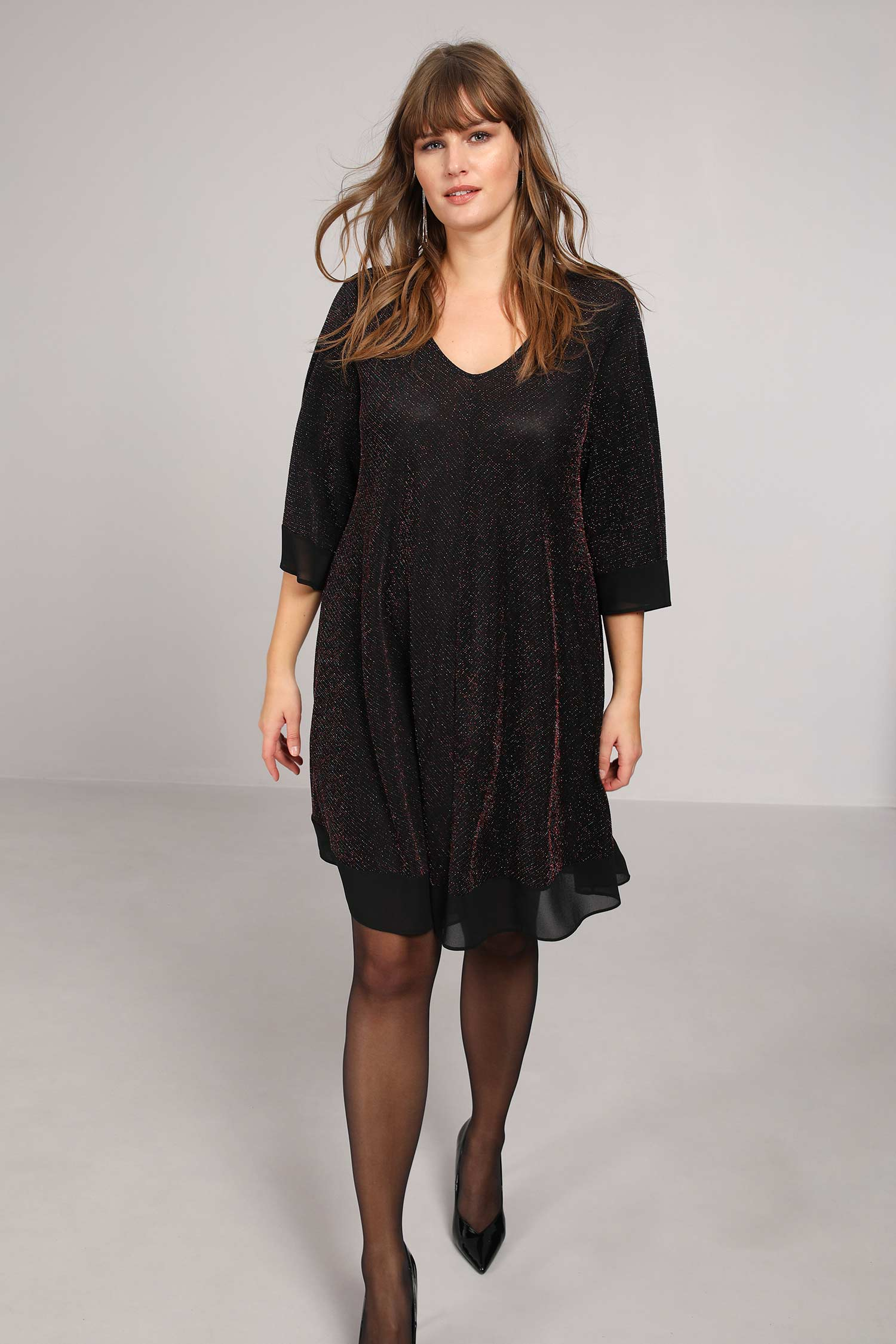 Sequined knit trapeze dress