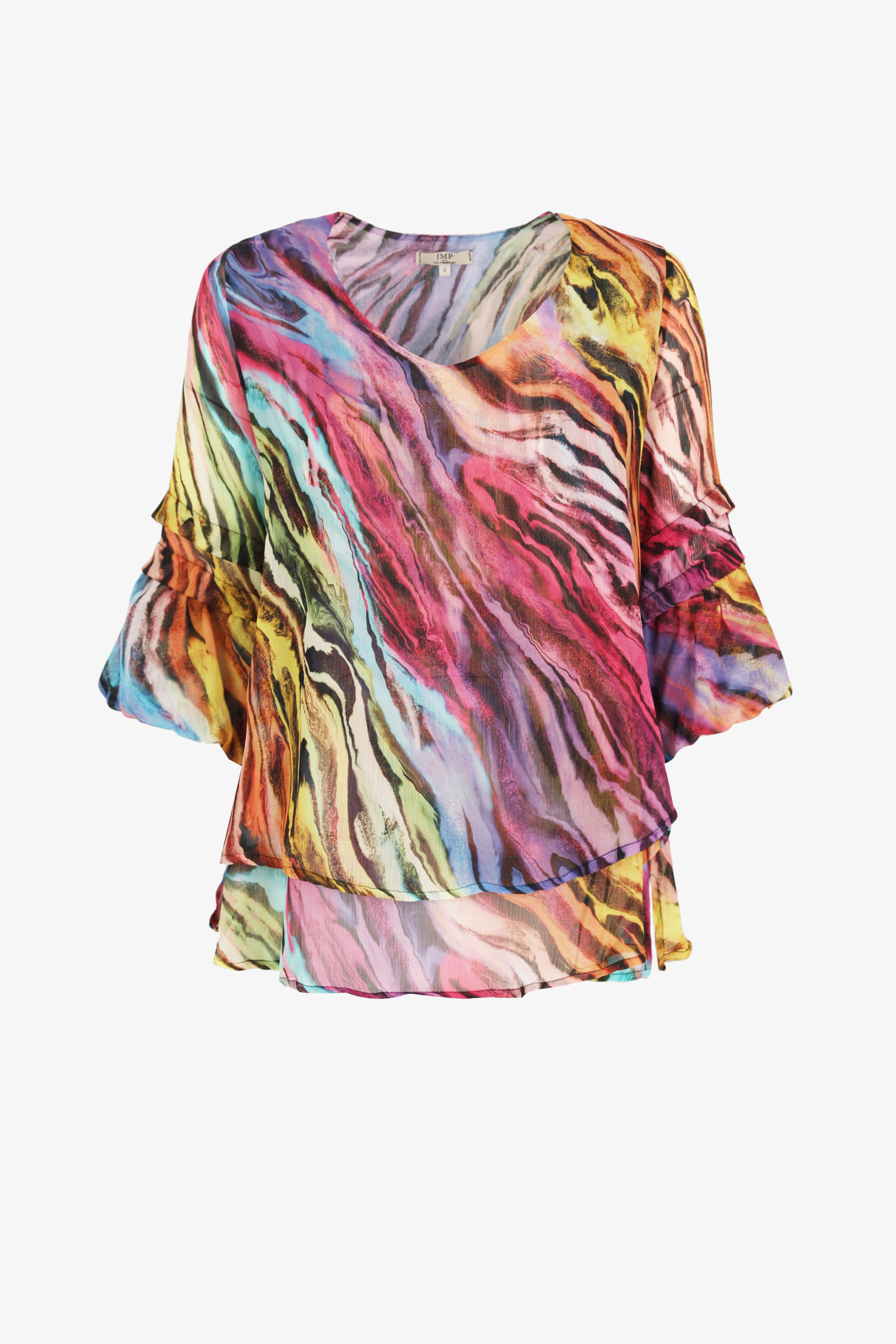 Layered A-line blouse in printed voile