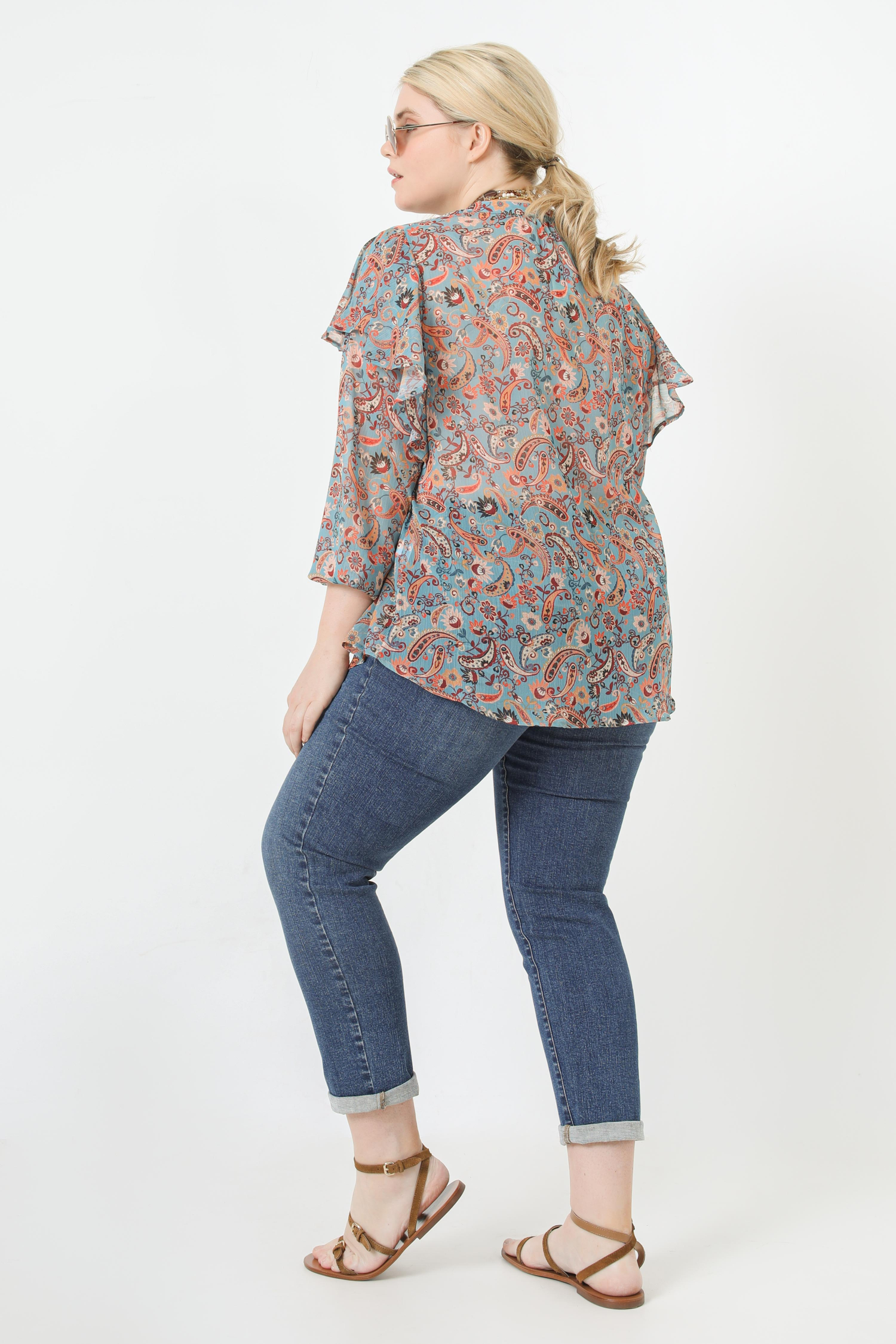 Printed voile blouse with eco-responsible voile top
