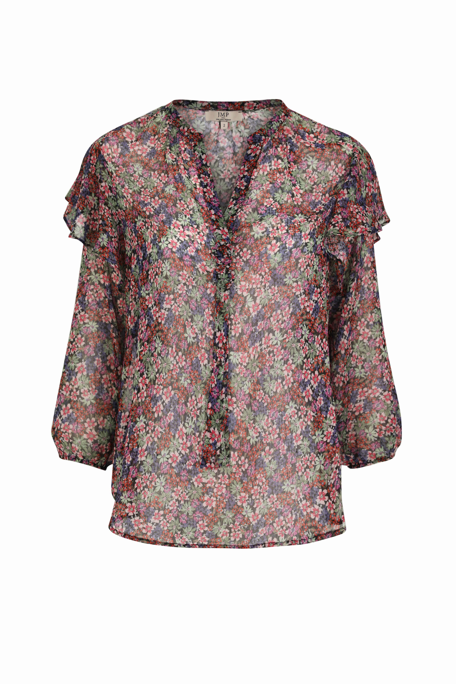 Printed voile blouse with voile top in eco-responsible fabric