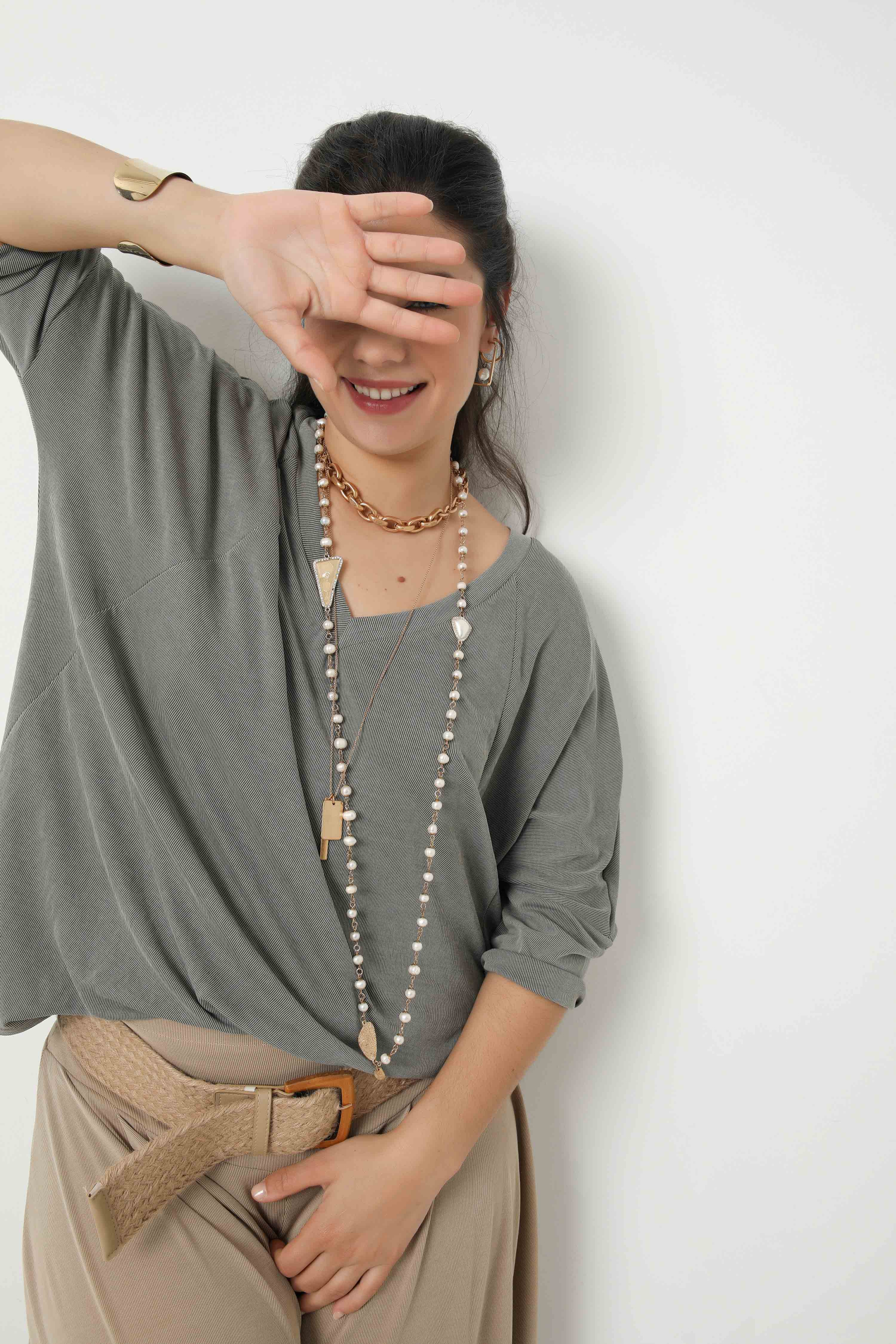 Tshirt modal uni effet rayé avec dentelle