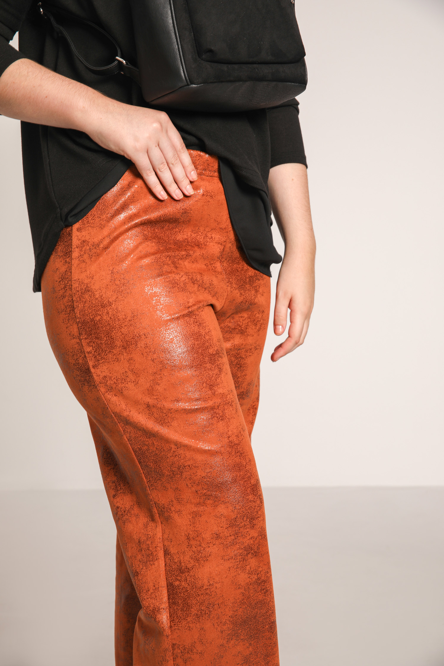 Distressed vegan leather pants