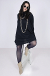 honeycomb knit turtleneck trapeze dress