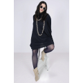 honeycomb knit turtleneck trapeze dress