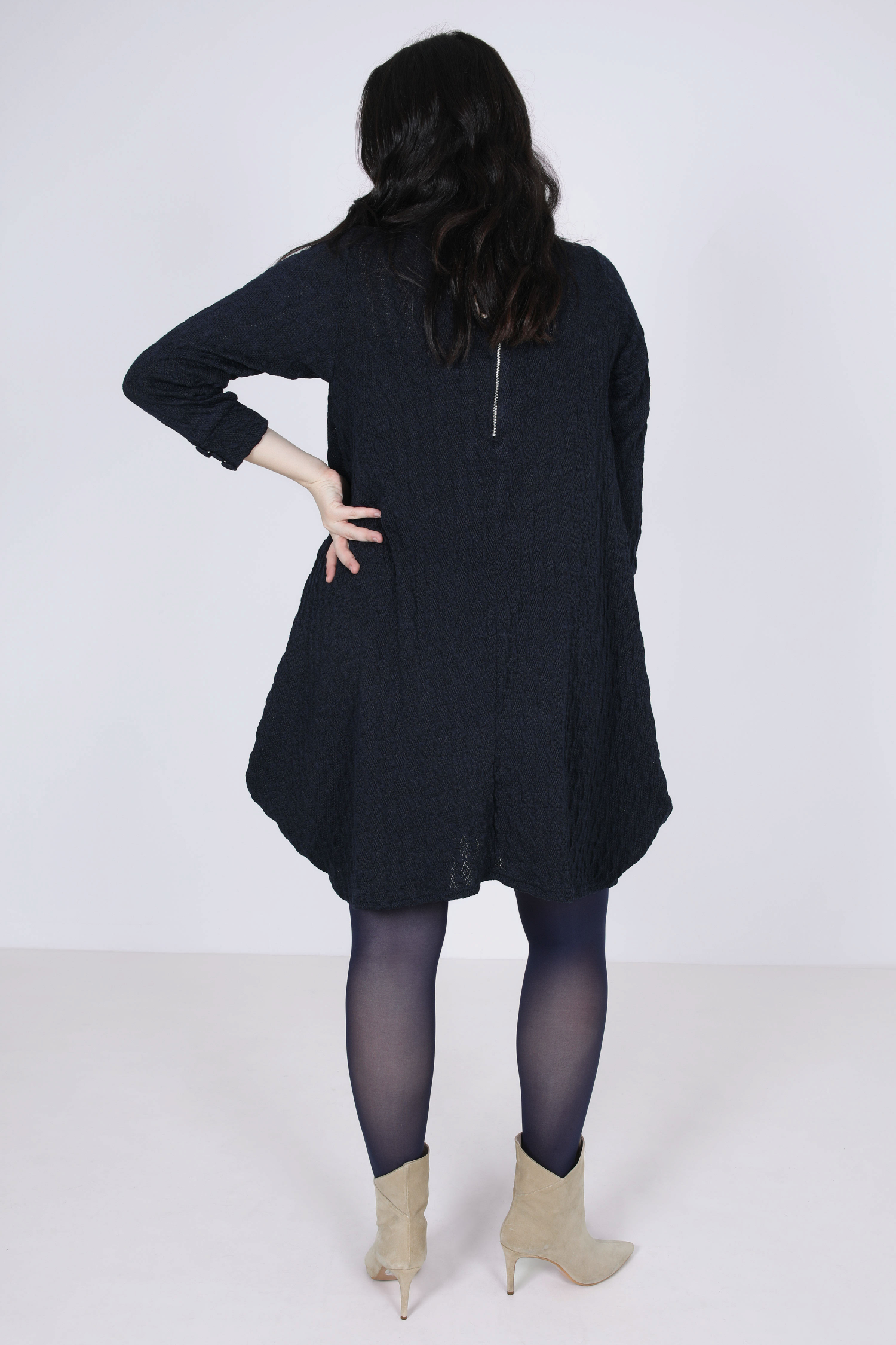 Knit trapeze dress with zip