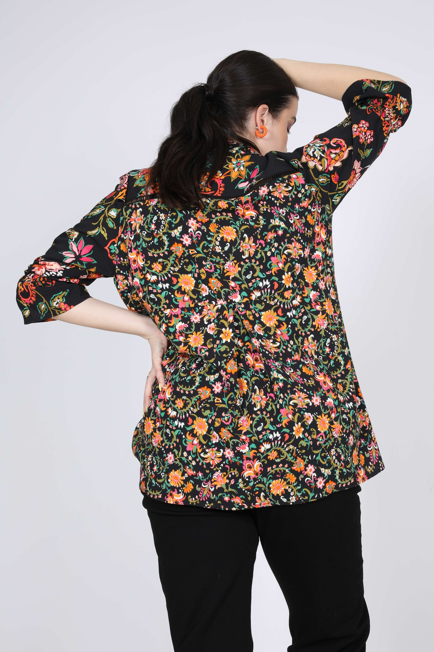 printed blouse with plastron