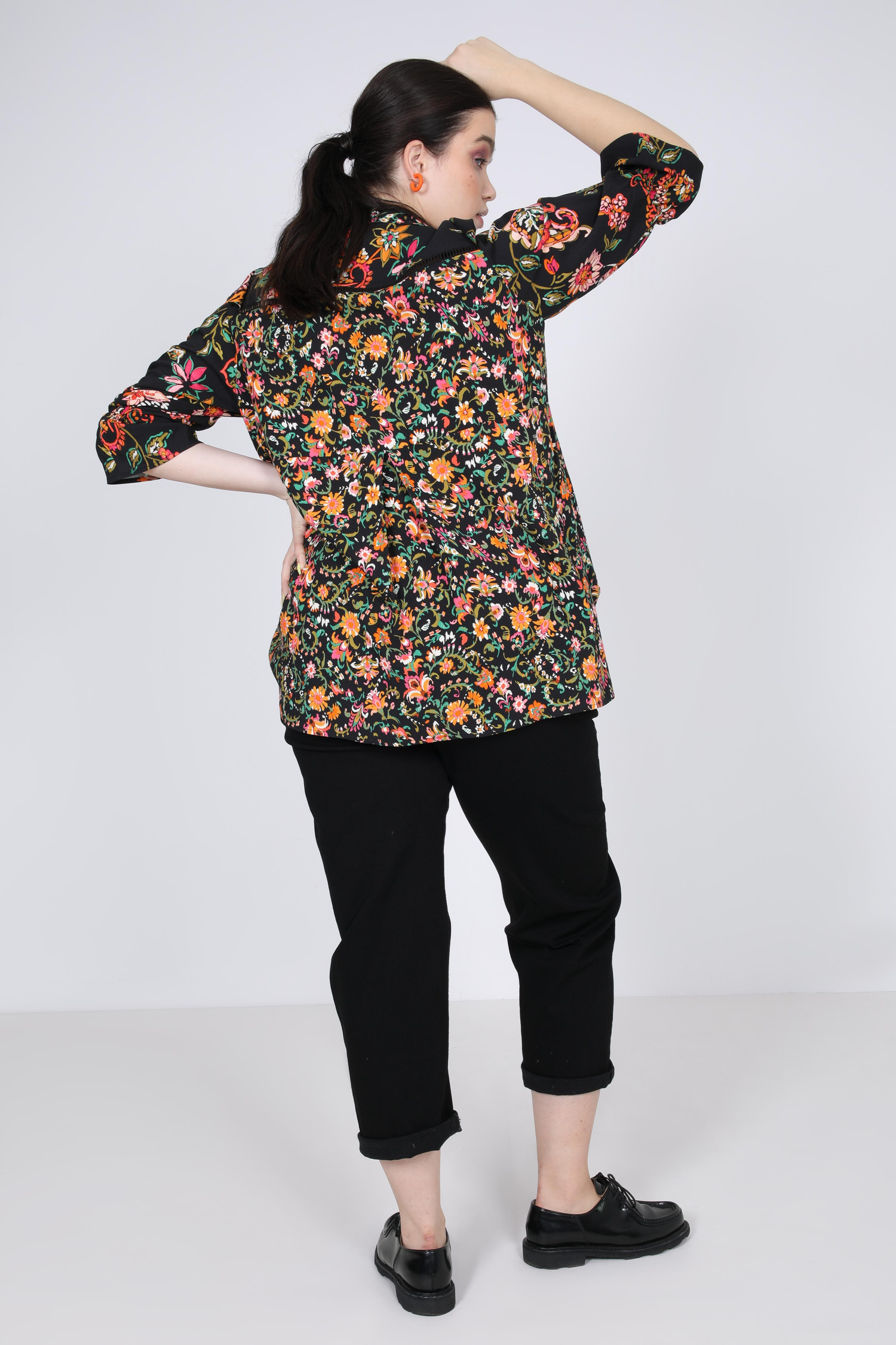 printed blouse with plastron