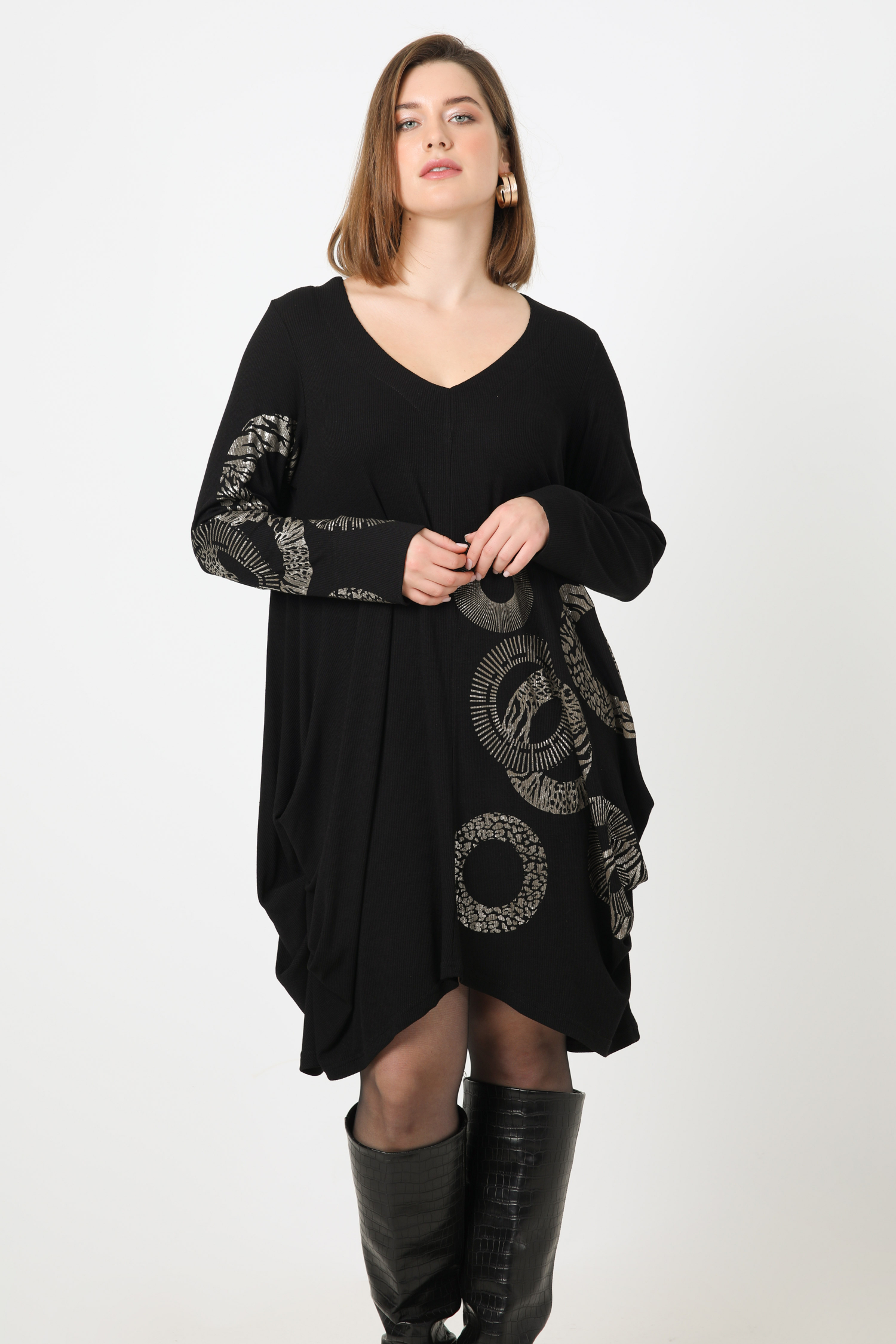 Knitted tunic with serigraphy