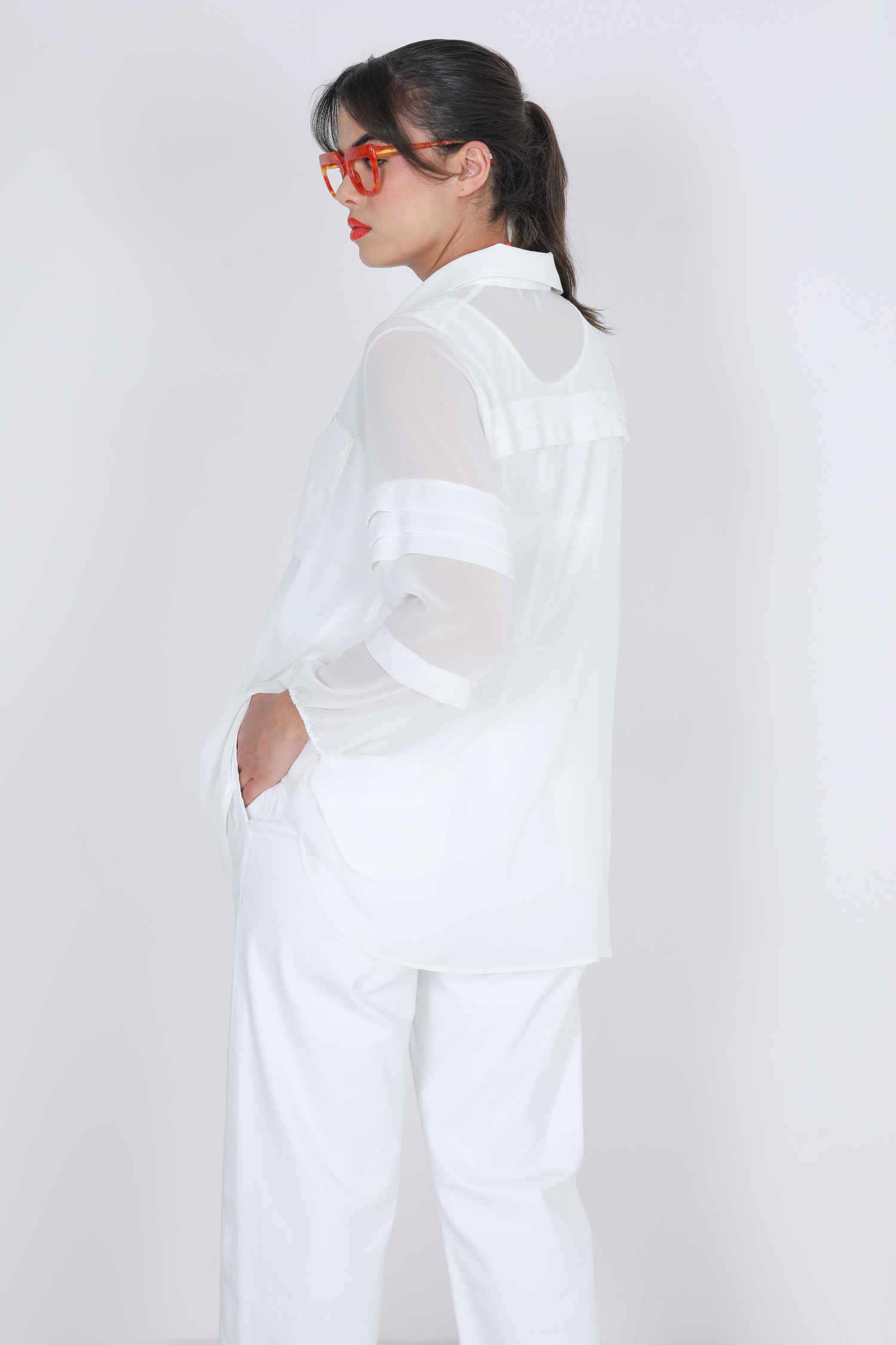 Plain voile shirt with a top underneath