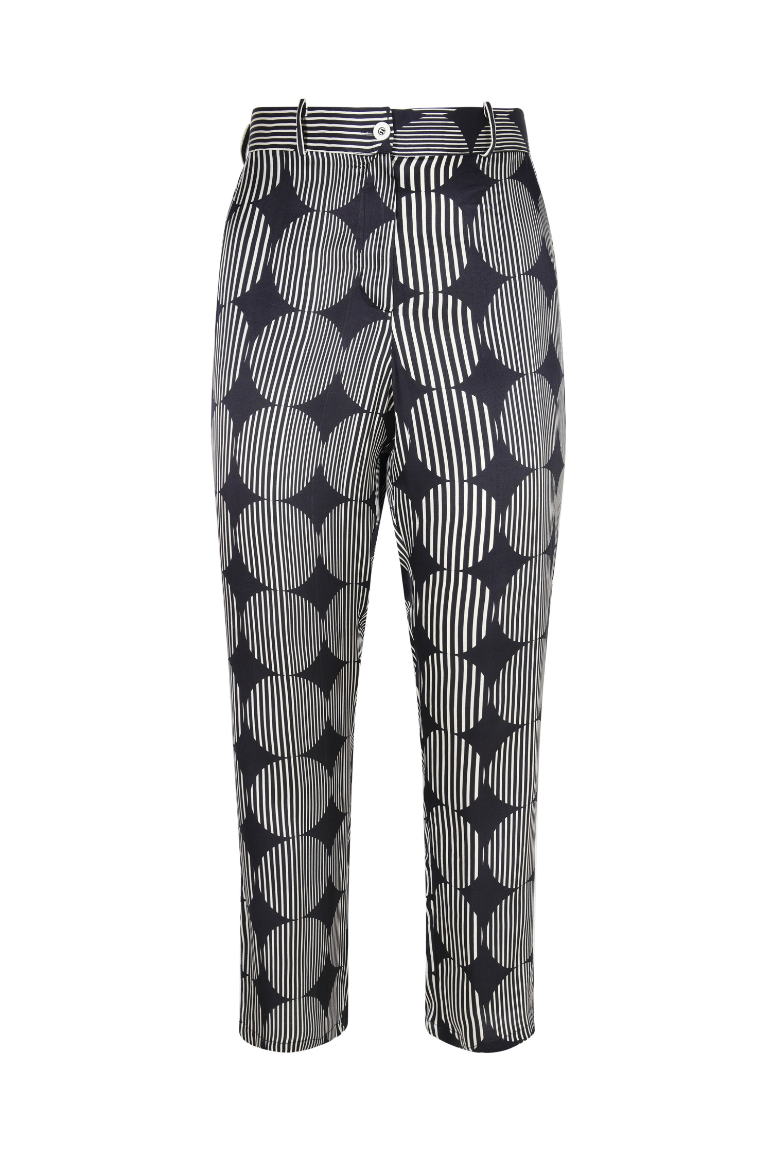 Printed pants with side piping