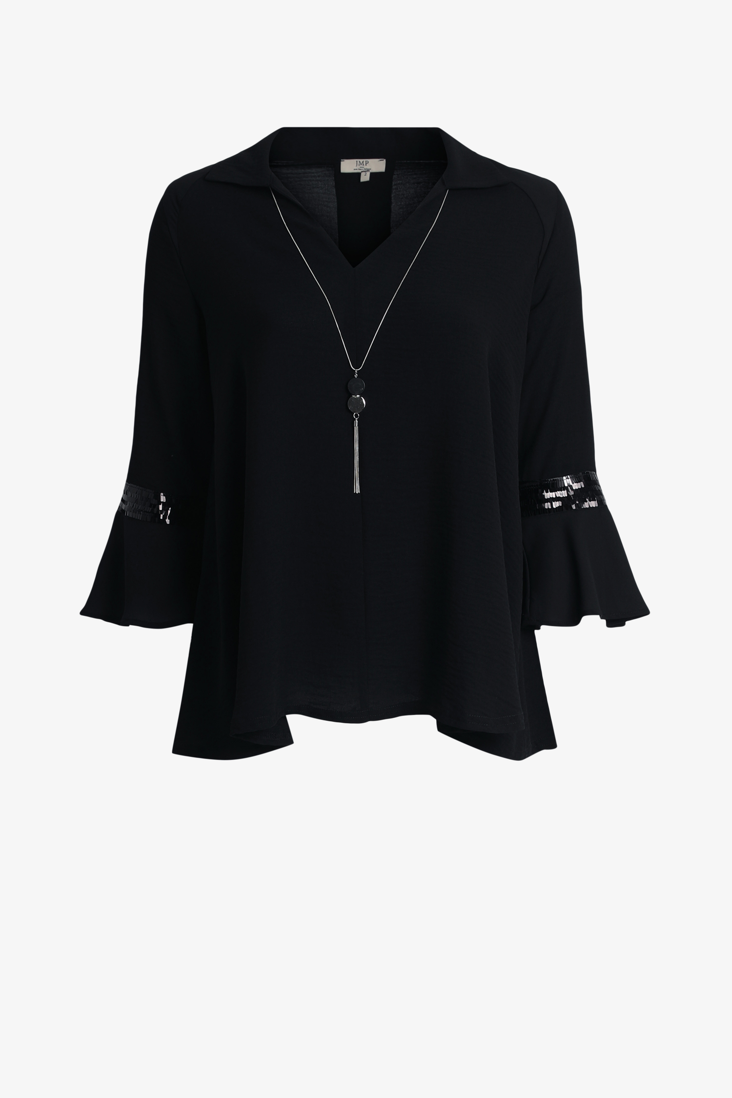Blouse en crêpe et voile uni