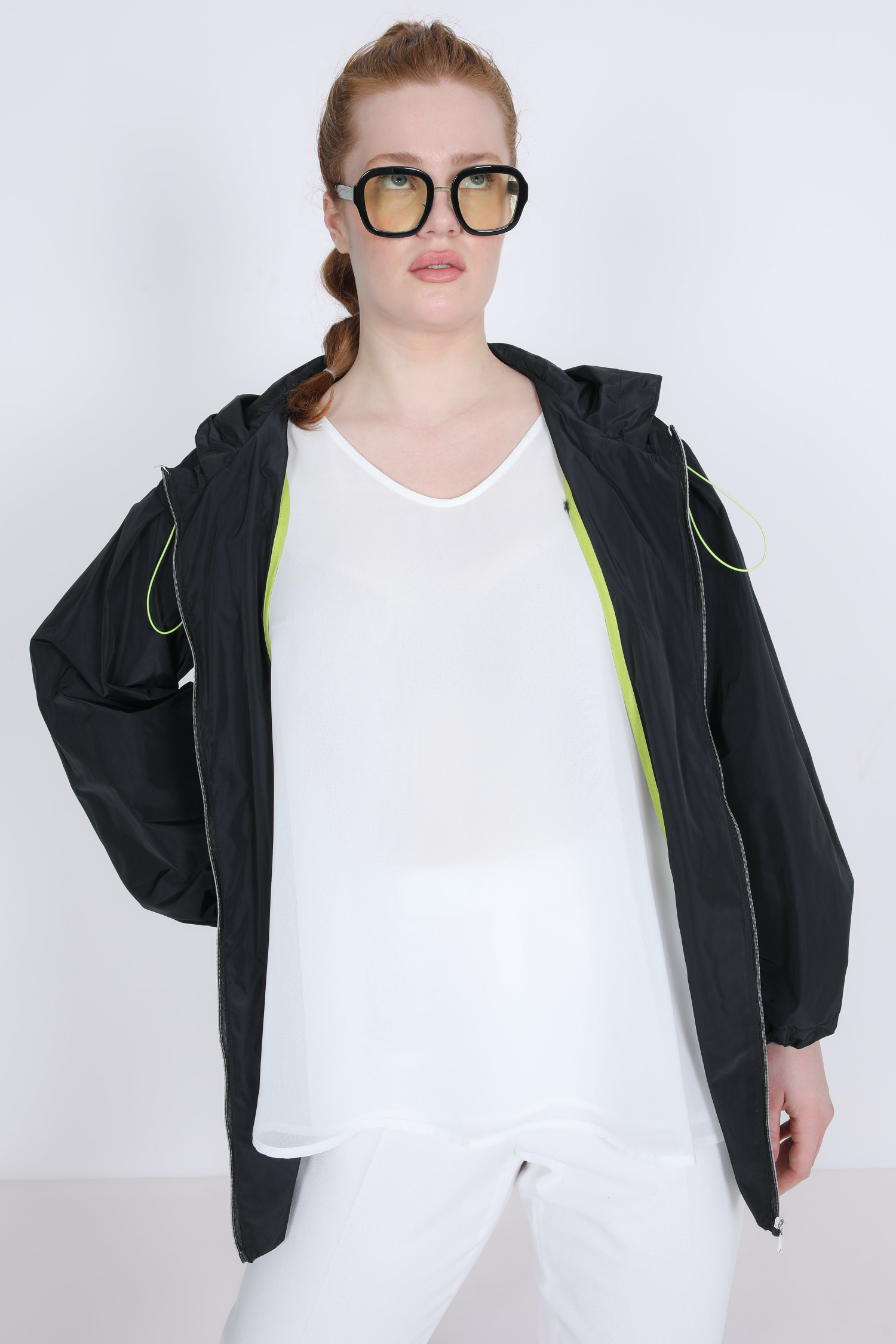 veste unie style coupe-vent avec capuche 
