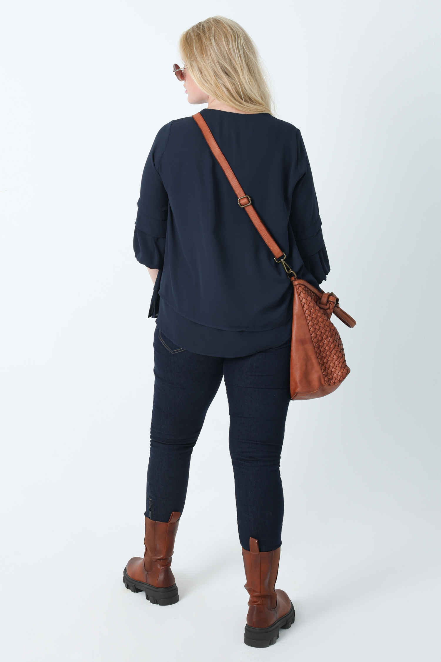 Layered trapeze blouse in plain voile