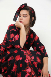Long bohemian-style dress in eco-friendly printed material